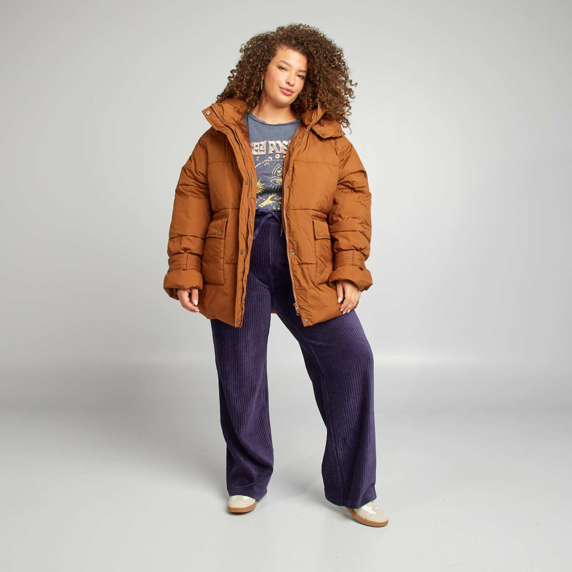 Pantalon large en velours côtelé Bleu