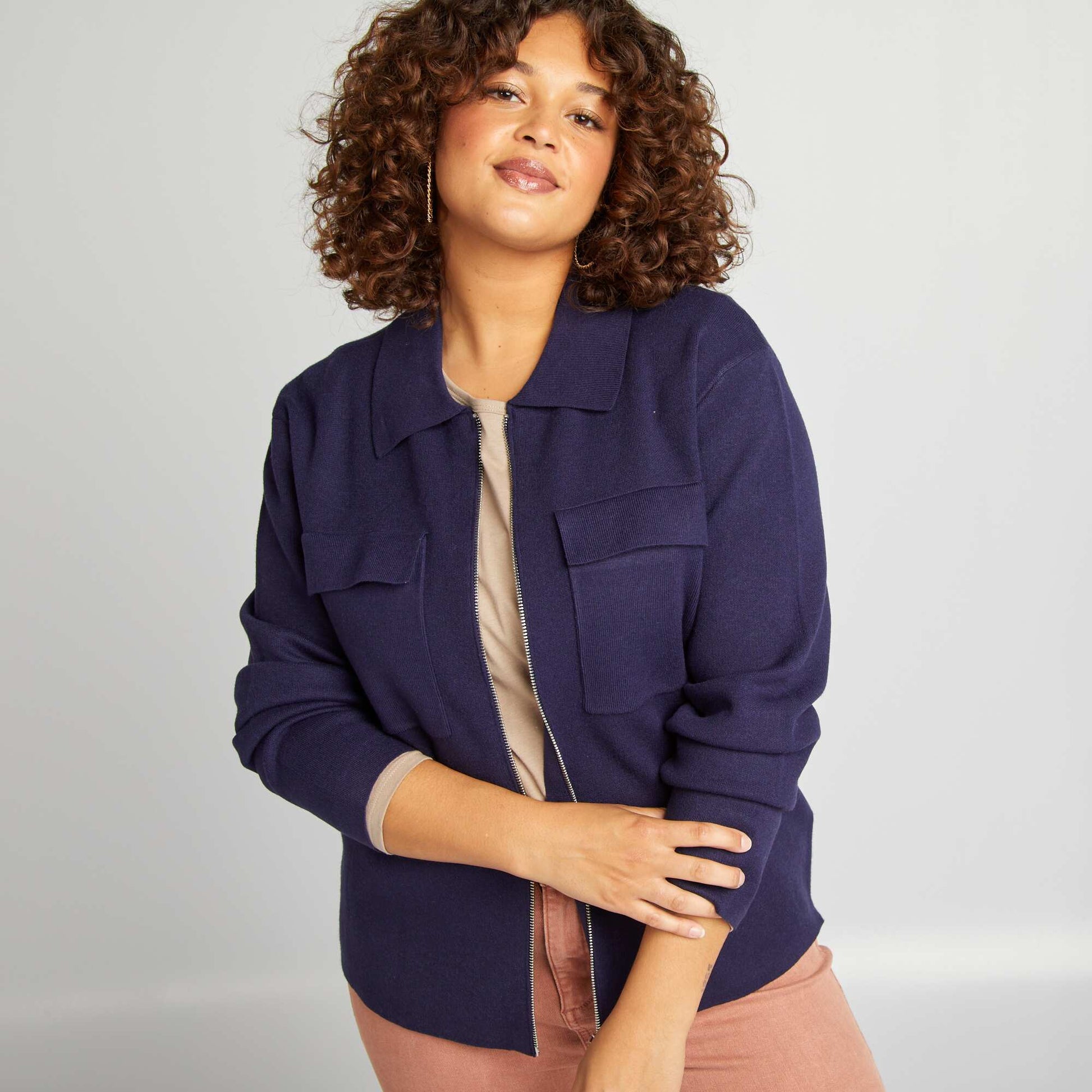 Gilet avec col polo Marine