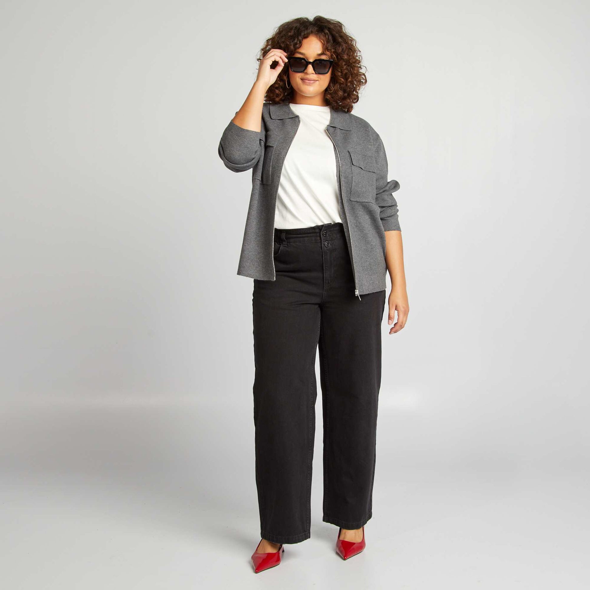 Gilet avec col polo Gris
