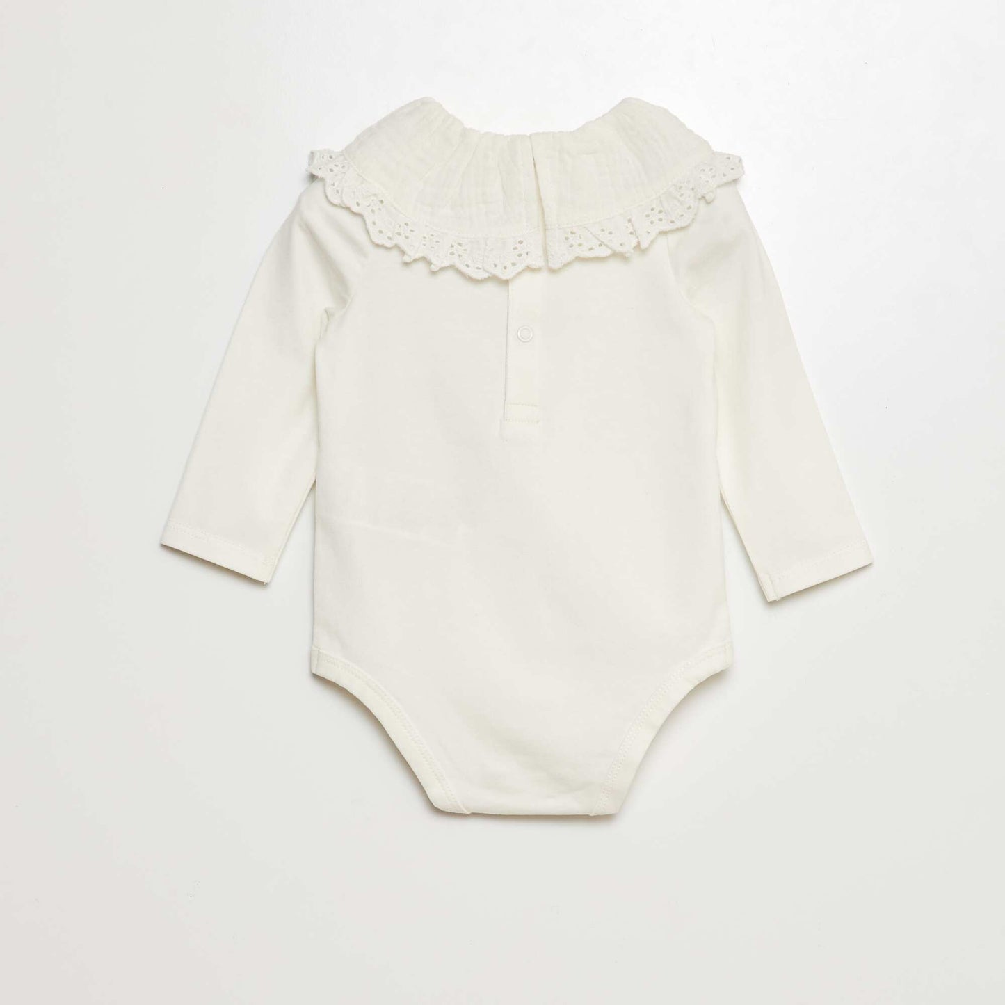 Body avec col en double gaze de coton avec broderies anglaises blanc