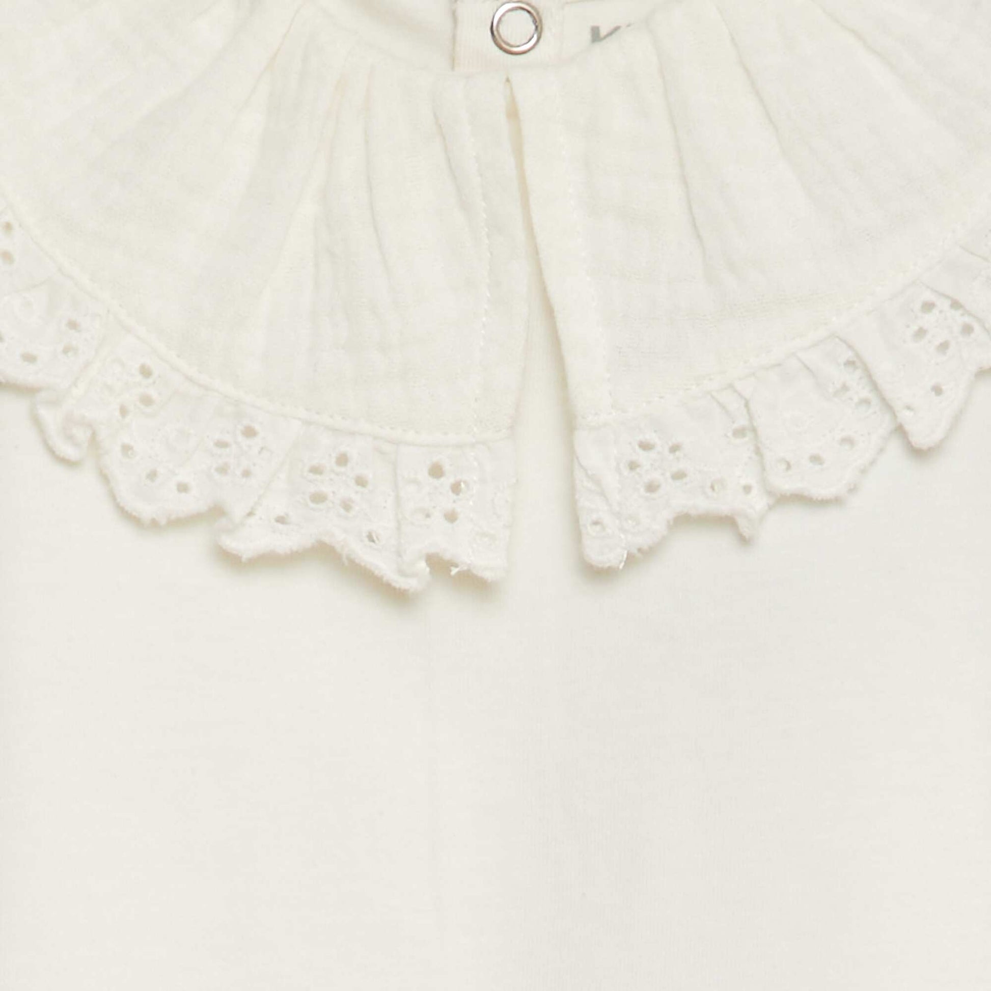 Body avec col en double gaze de coton avec broderies anglaises blanc