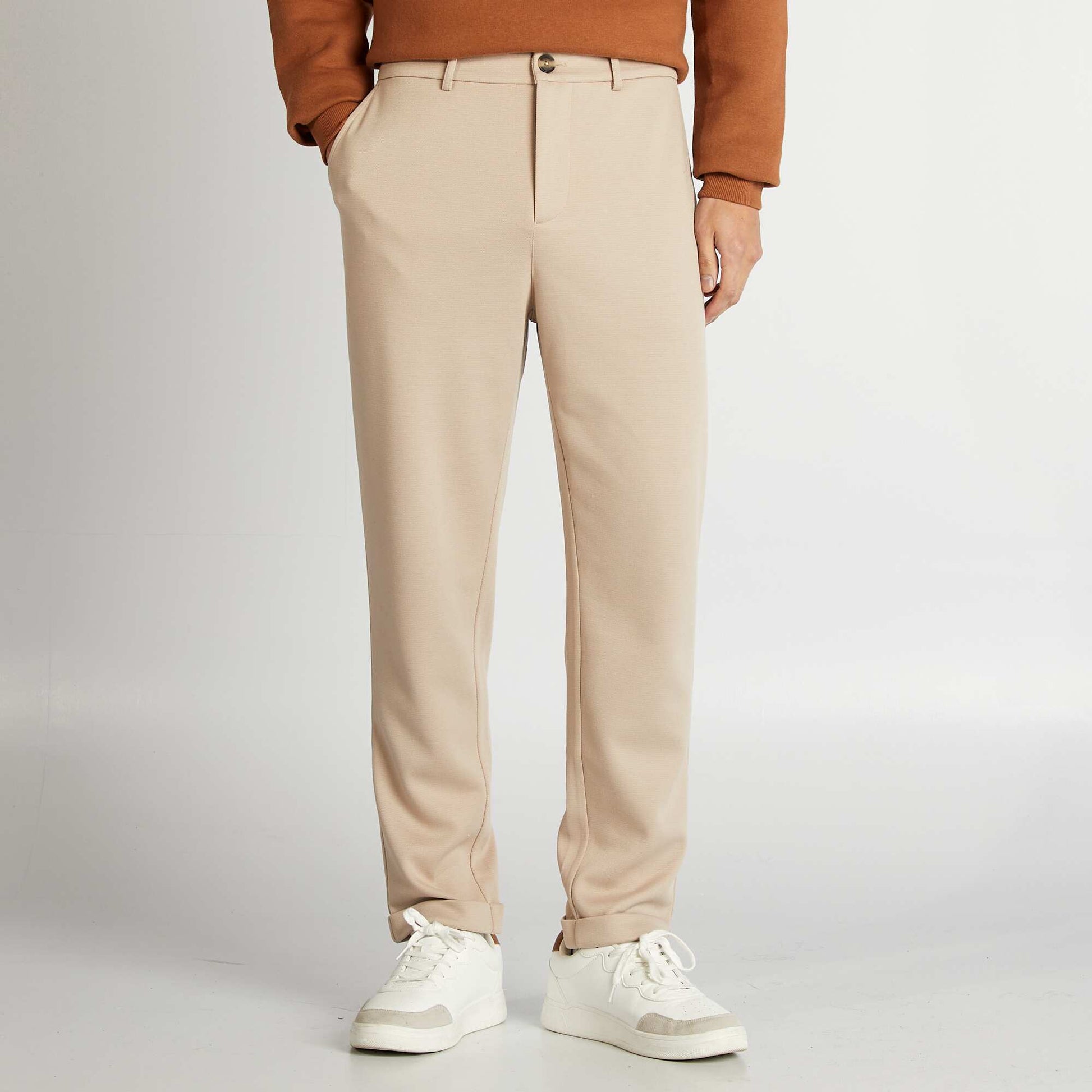 Pantalon en maille piquée beige