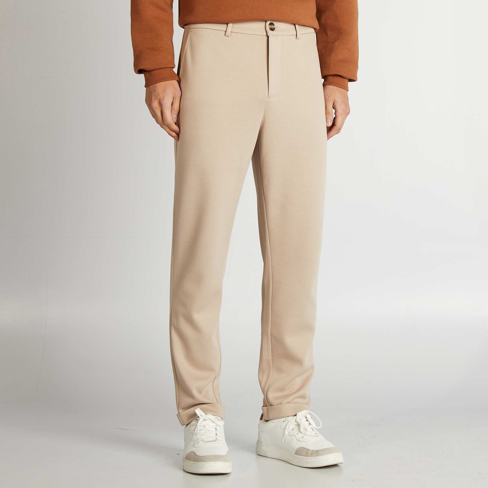 Pantalon en maille piquée beige