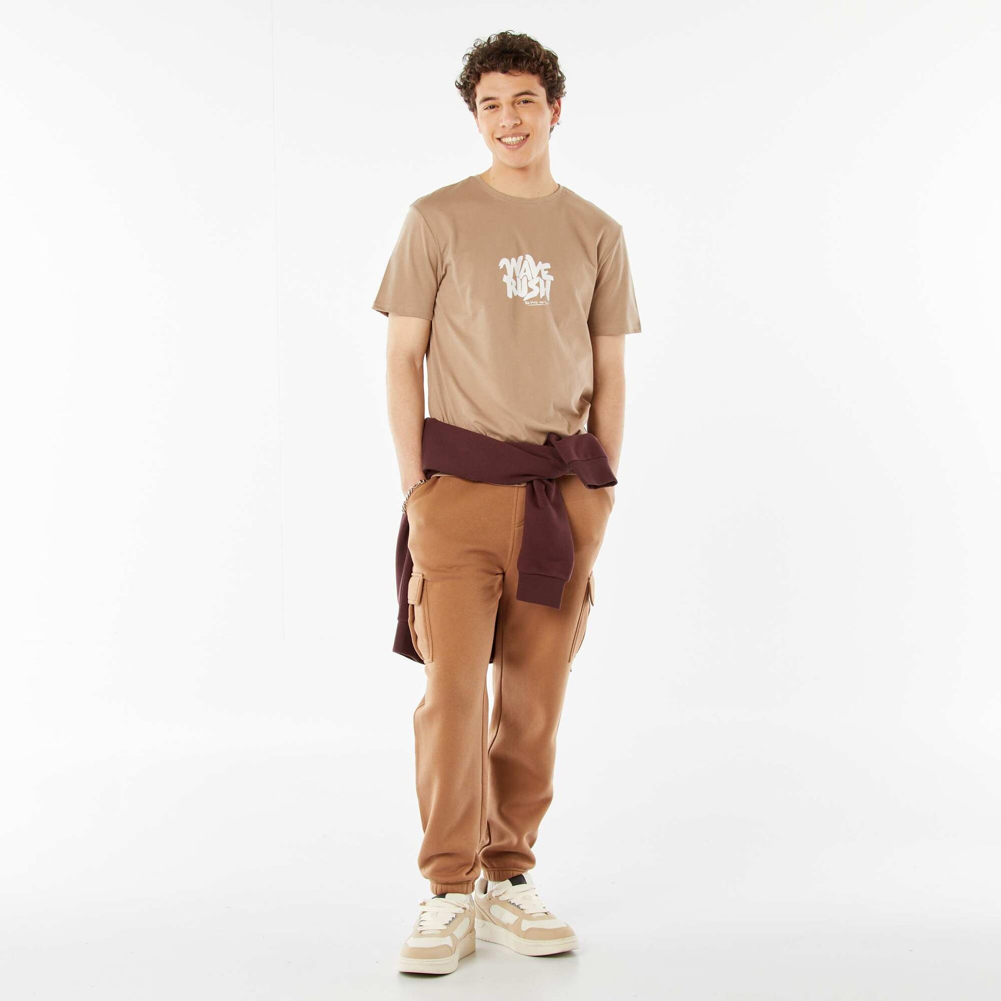 Jogging multi-poches en molleton BEIGE