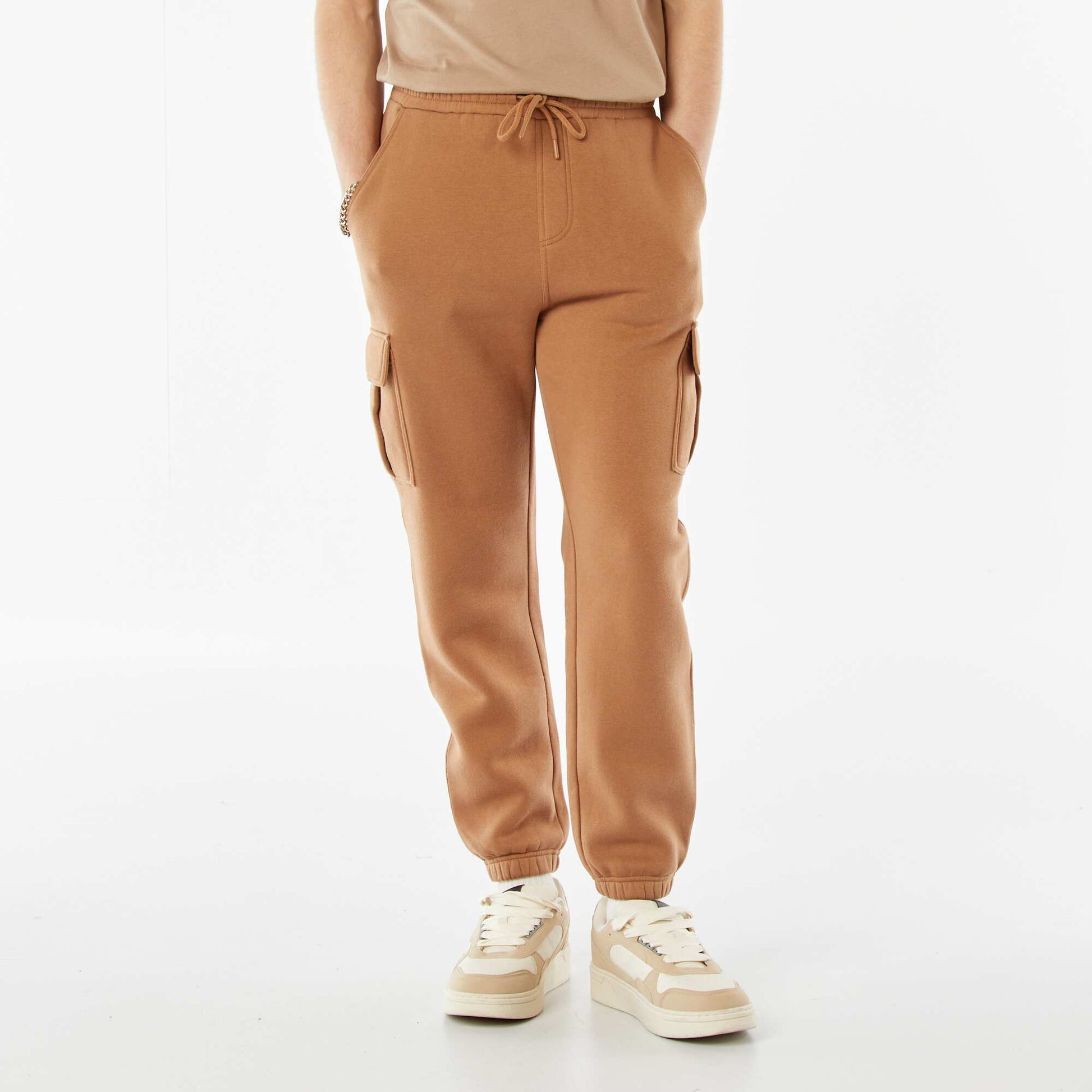 Jogging multi-poches en molleton BEIGE