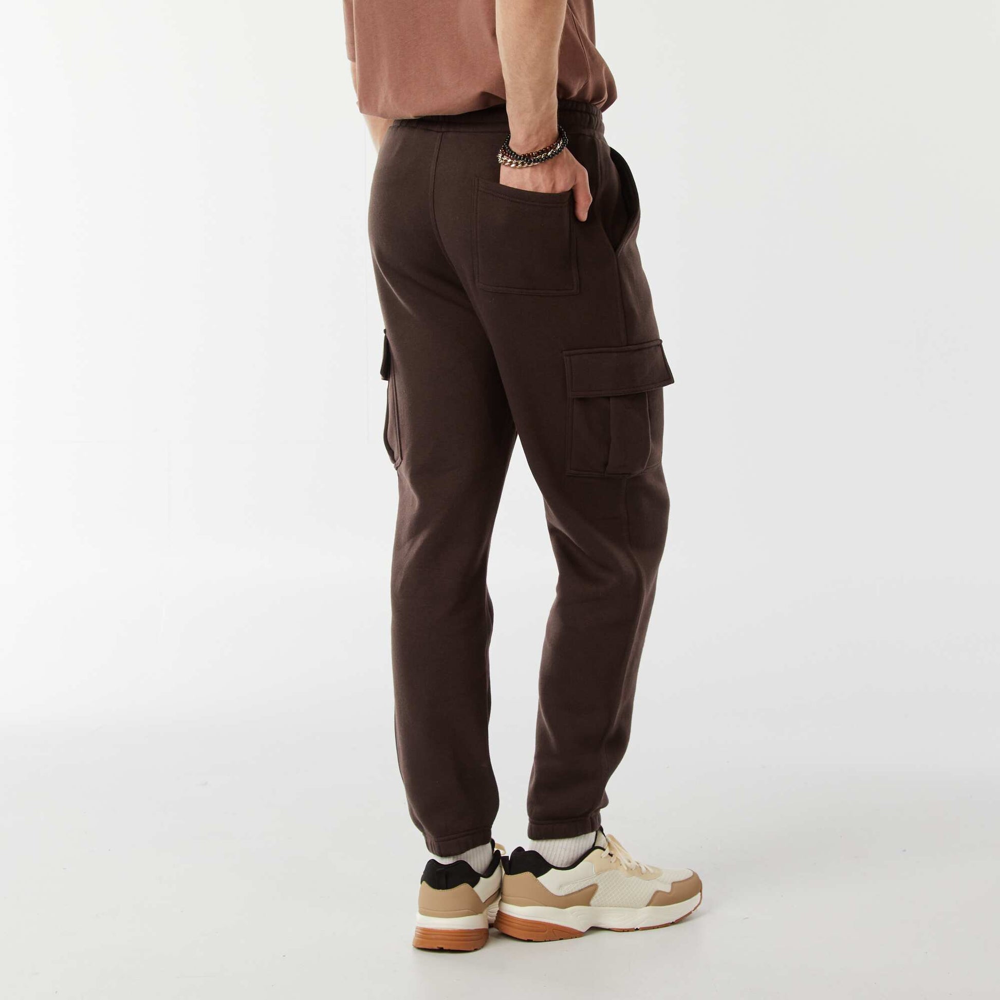Jogging multi-poches en molleton MARRON