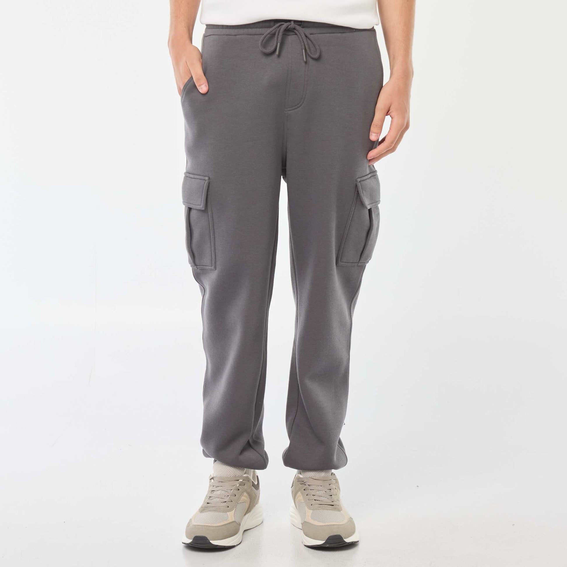 Jogging multi-poches en molleton GRIS