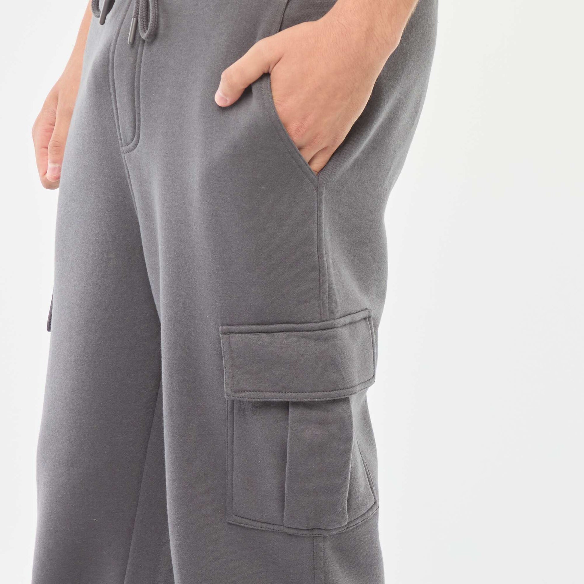Jogging multi-poches en molleton GRIS