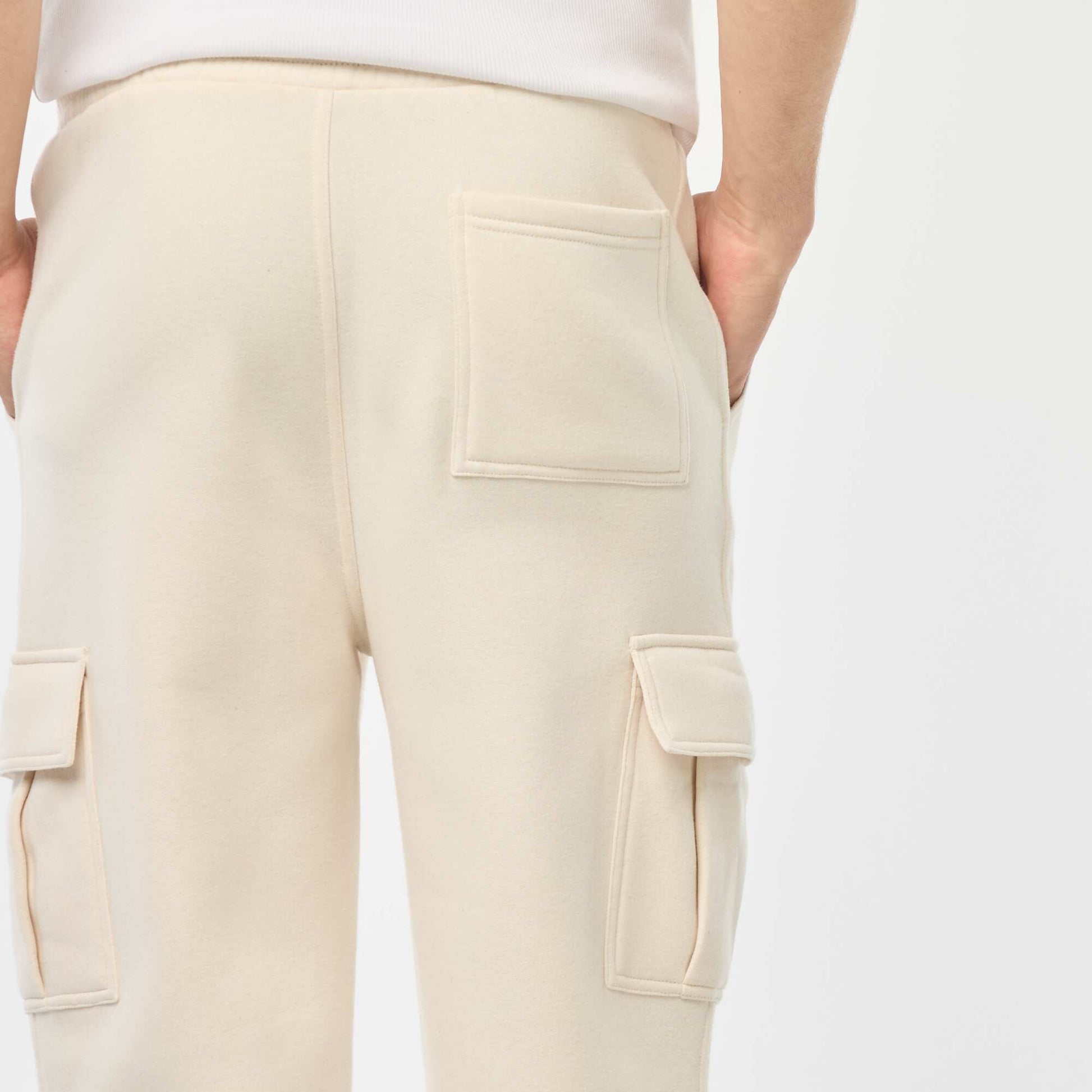 Jogging multi-poches en molleton BEIGE