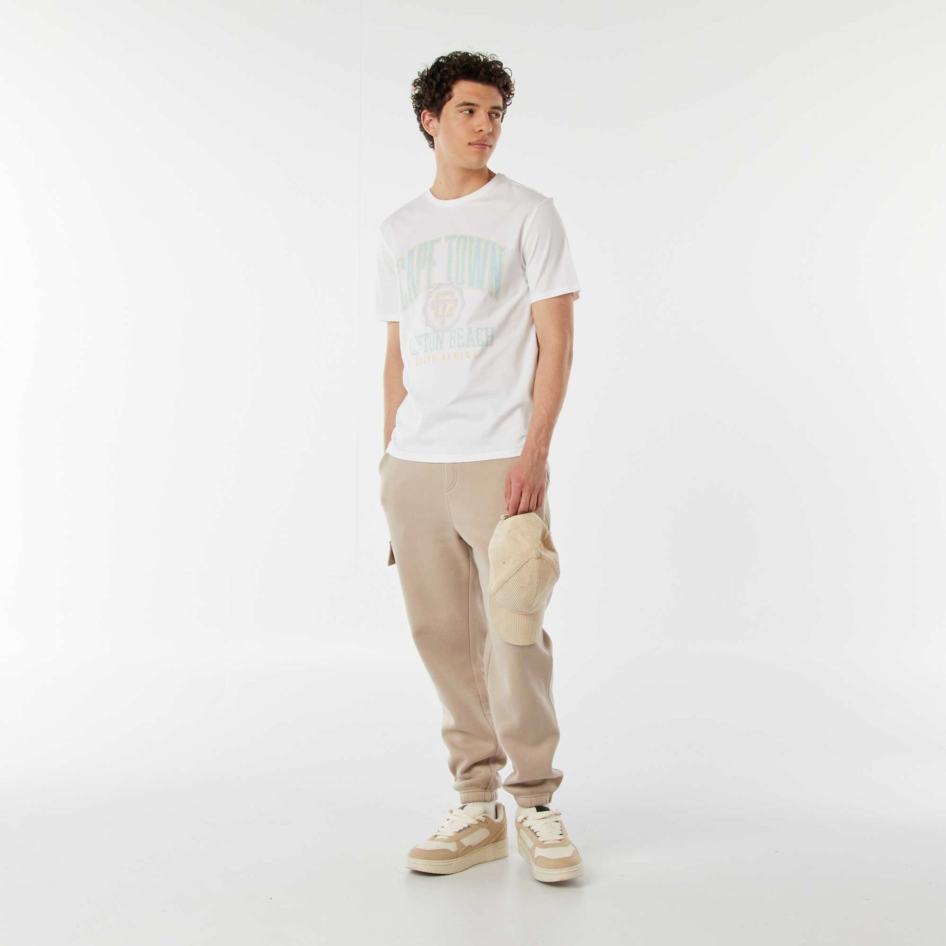 Jogging multi-poches en molleton BEIGE