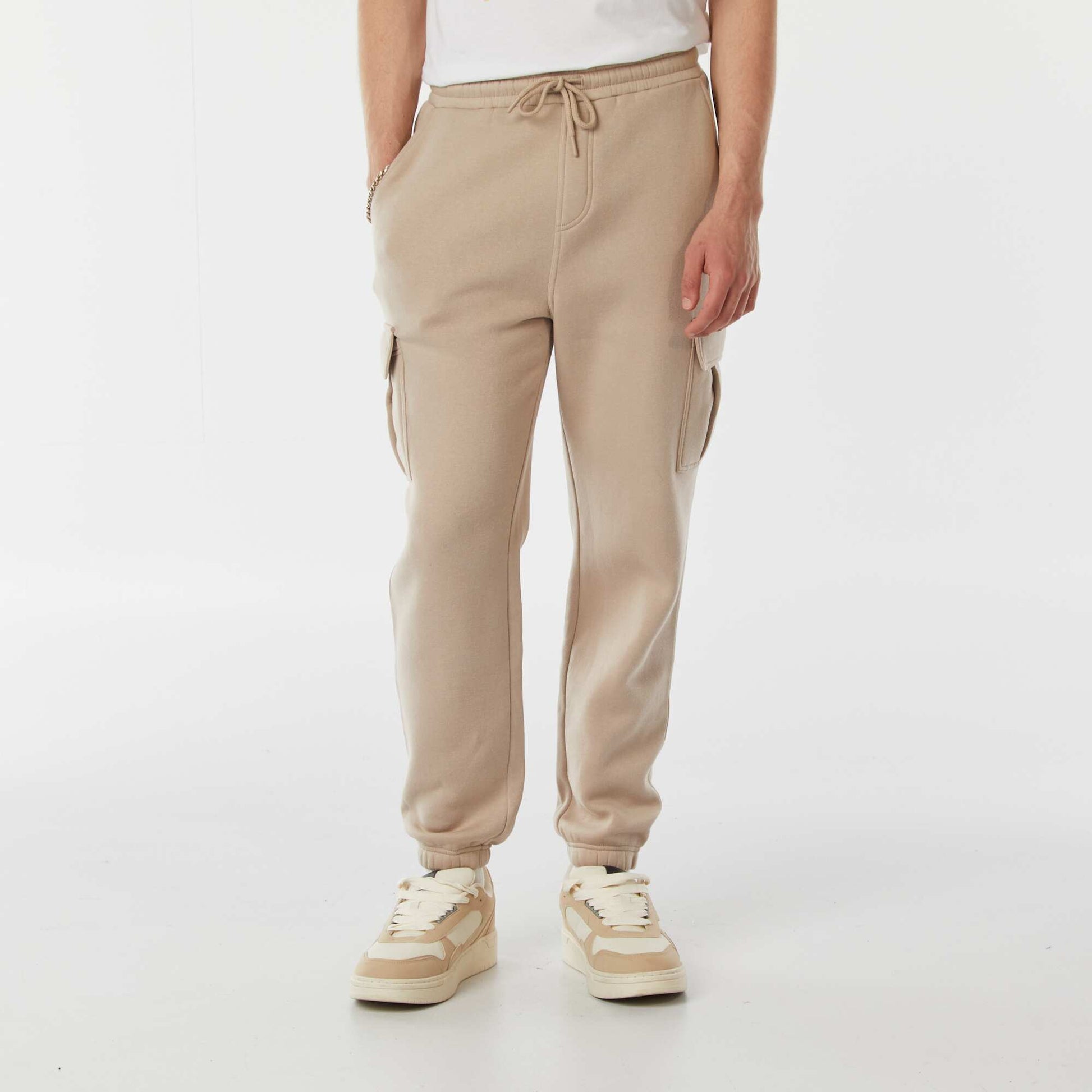 Jogging multi-poches en molleton BEIGE