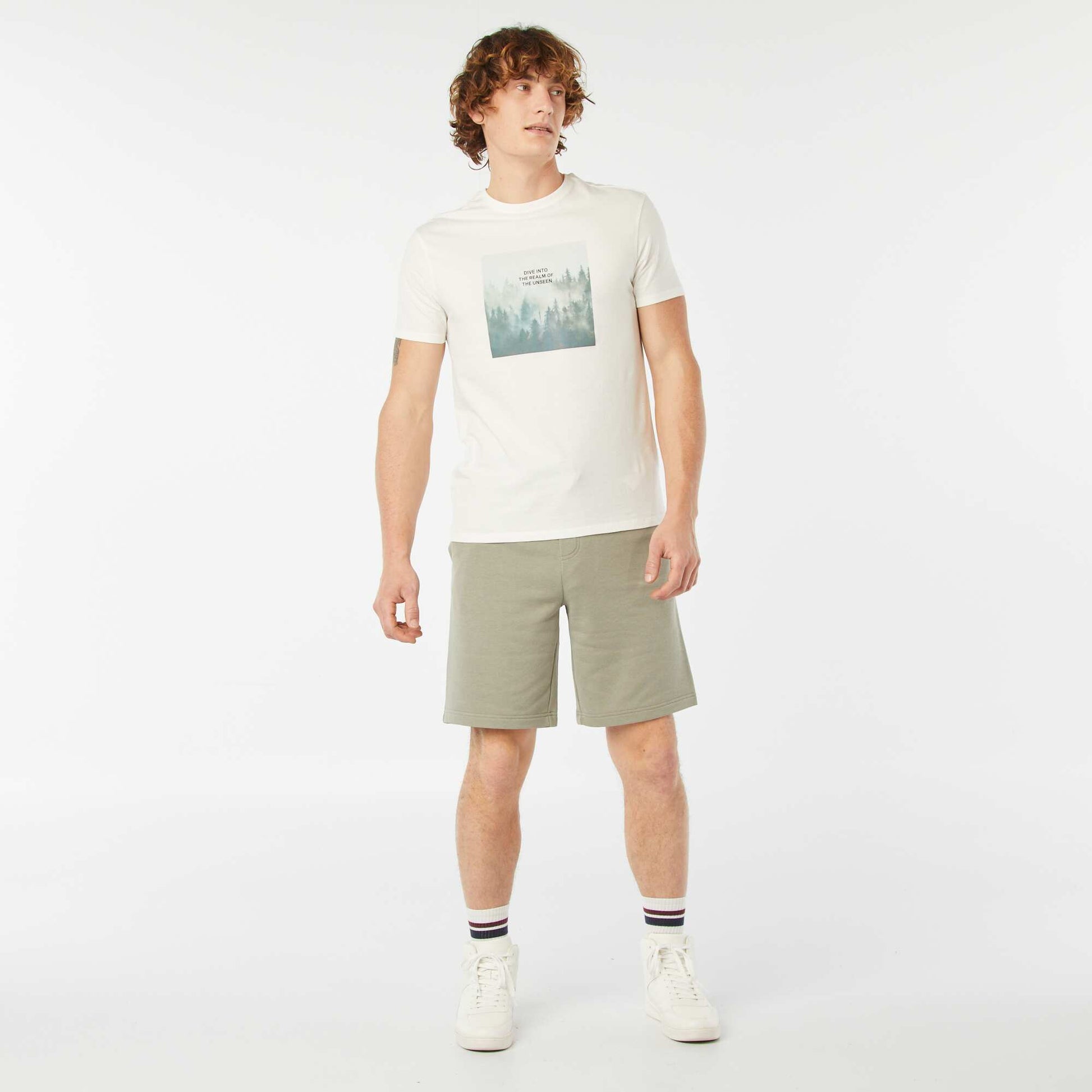 Bermuda jogging uni VERT
