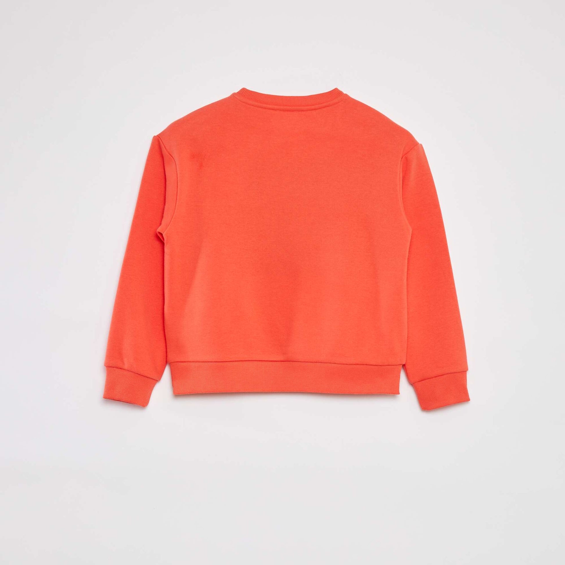Sweat en molleton avec inscription en maille bouclette ORANGE