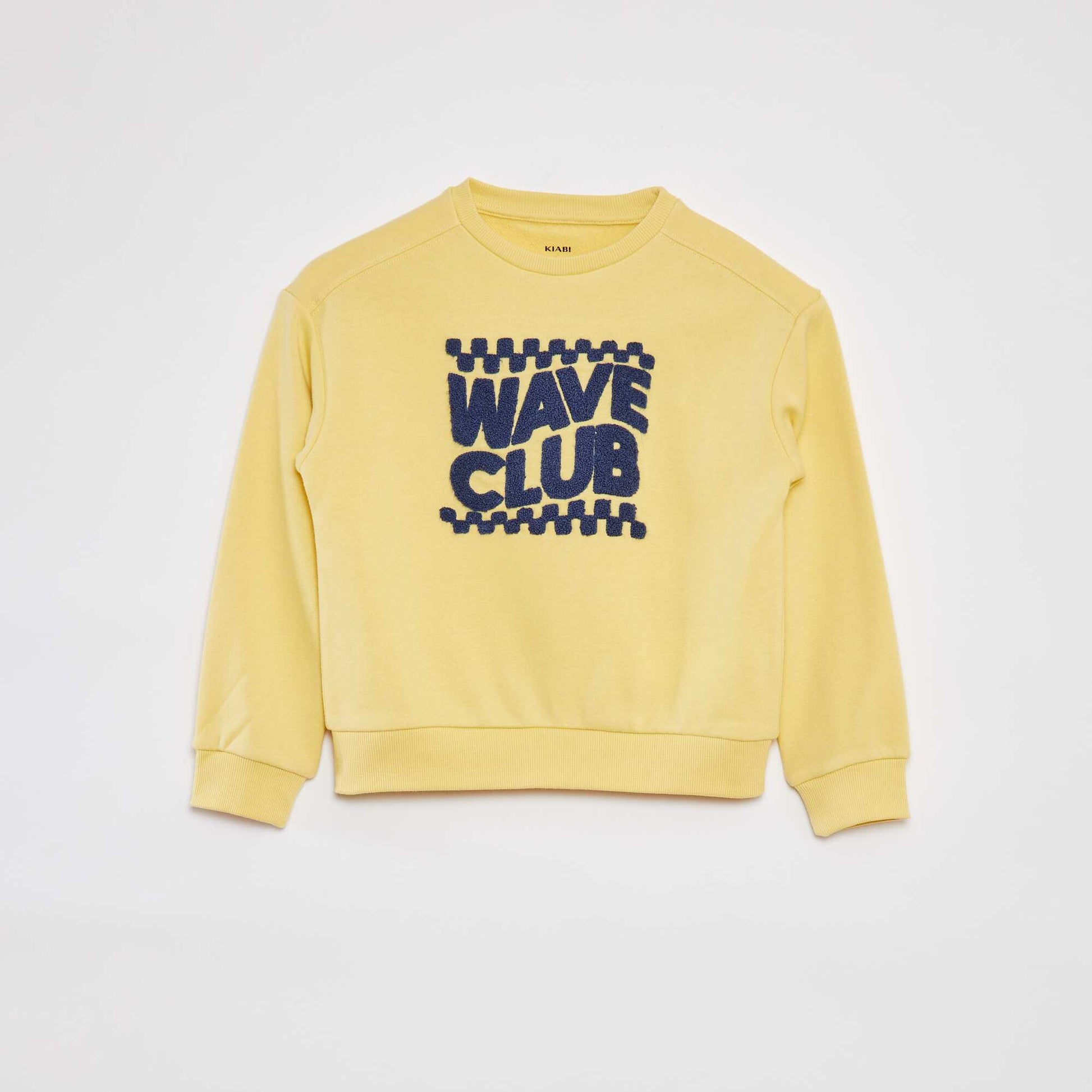 Sweat en molleton avec inscription en maille bouclette JAUNE