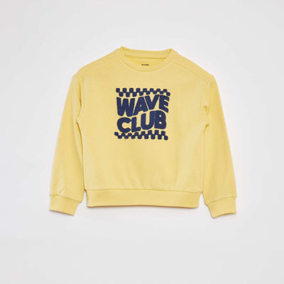 Sweat en molleton avec inscription en maille bouclette JAUNE