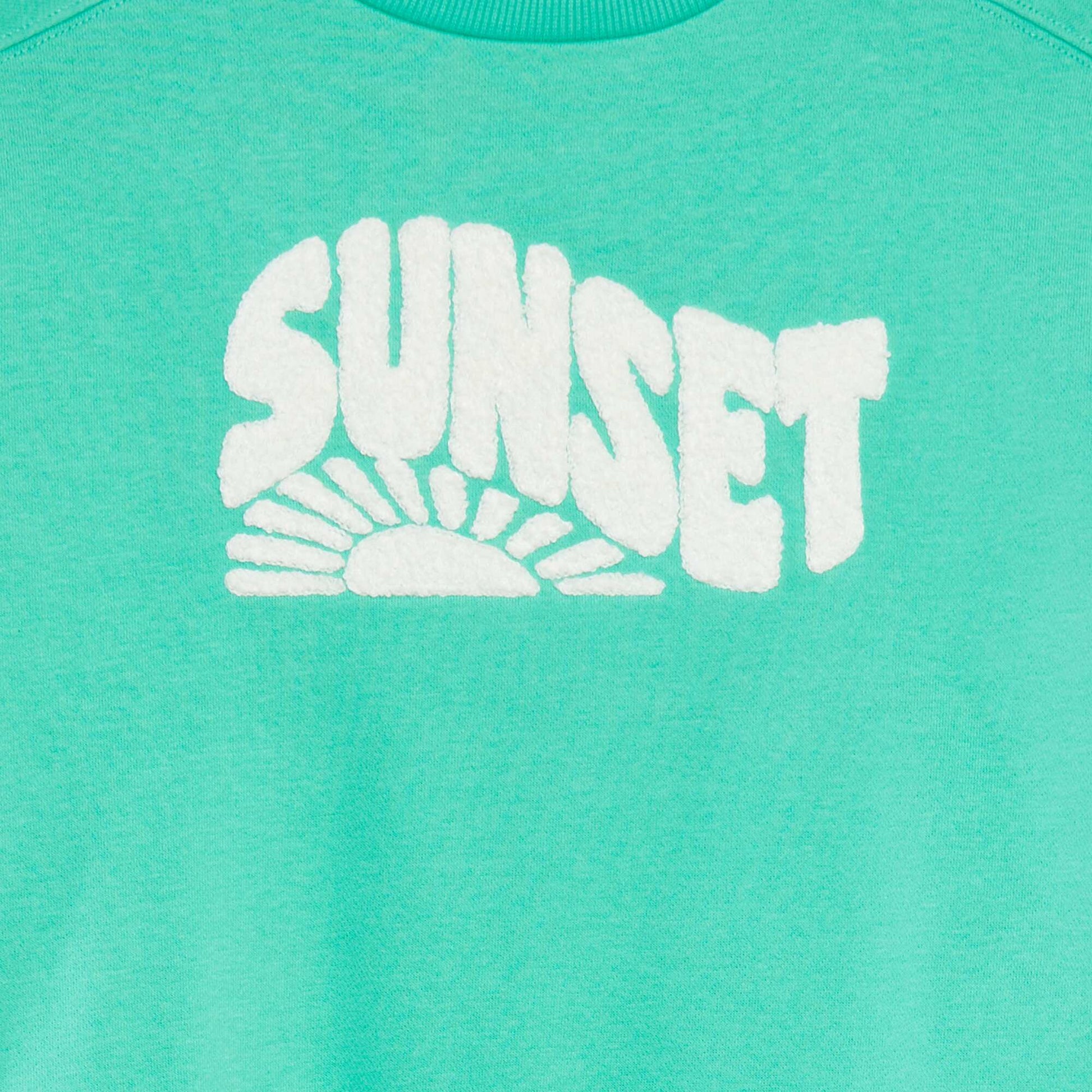 Sweat en molleton avec inscription en maille bouclette VERT