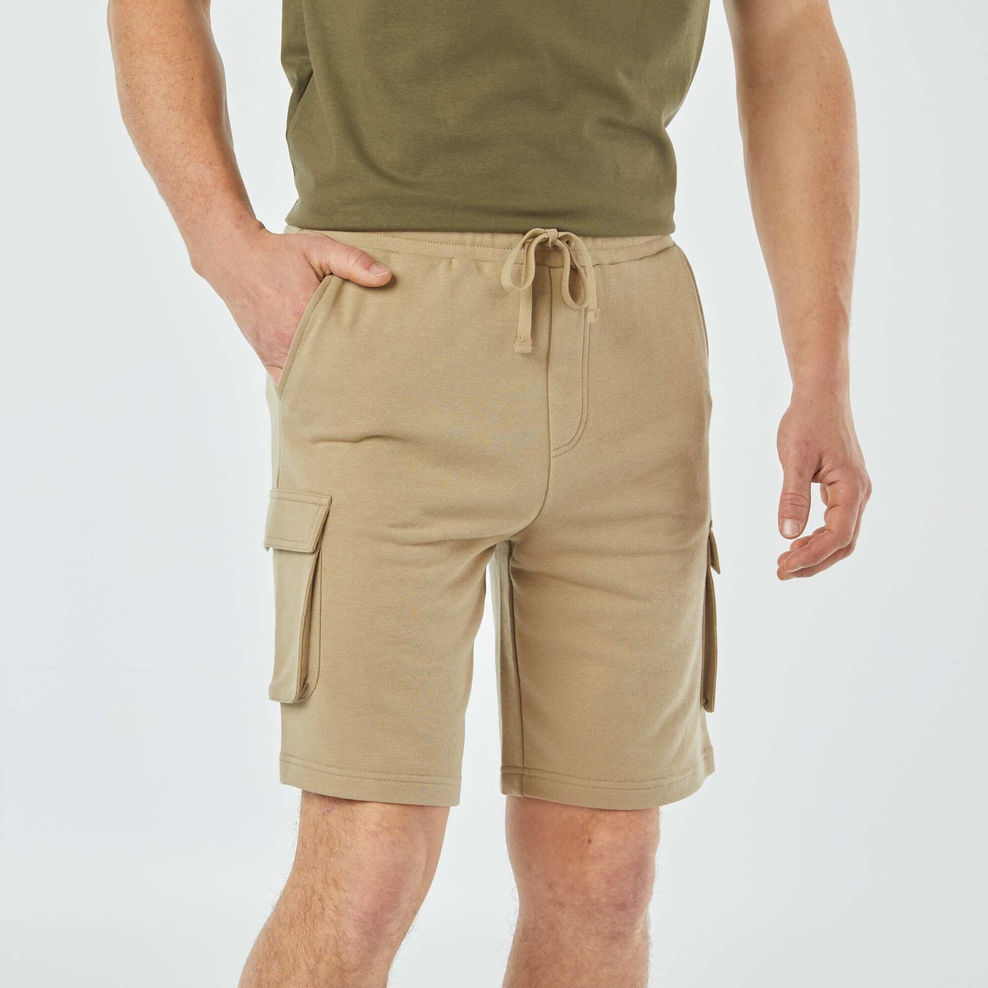 Bermuda multipoches en molleton BEIGE