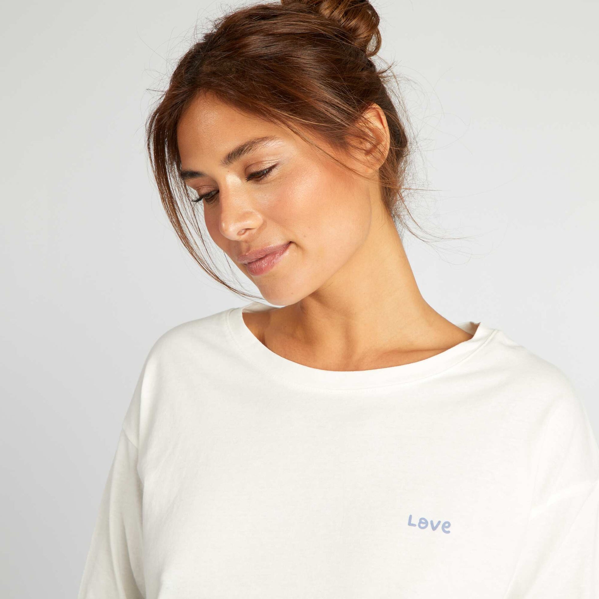 Ensemble de pyjama t-shirt + pantalon - 2 pièces Blanc