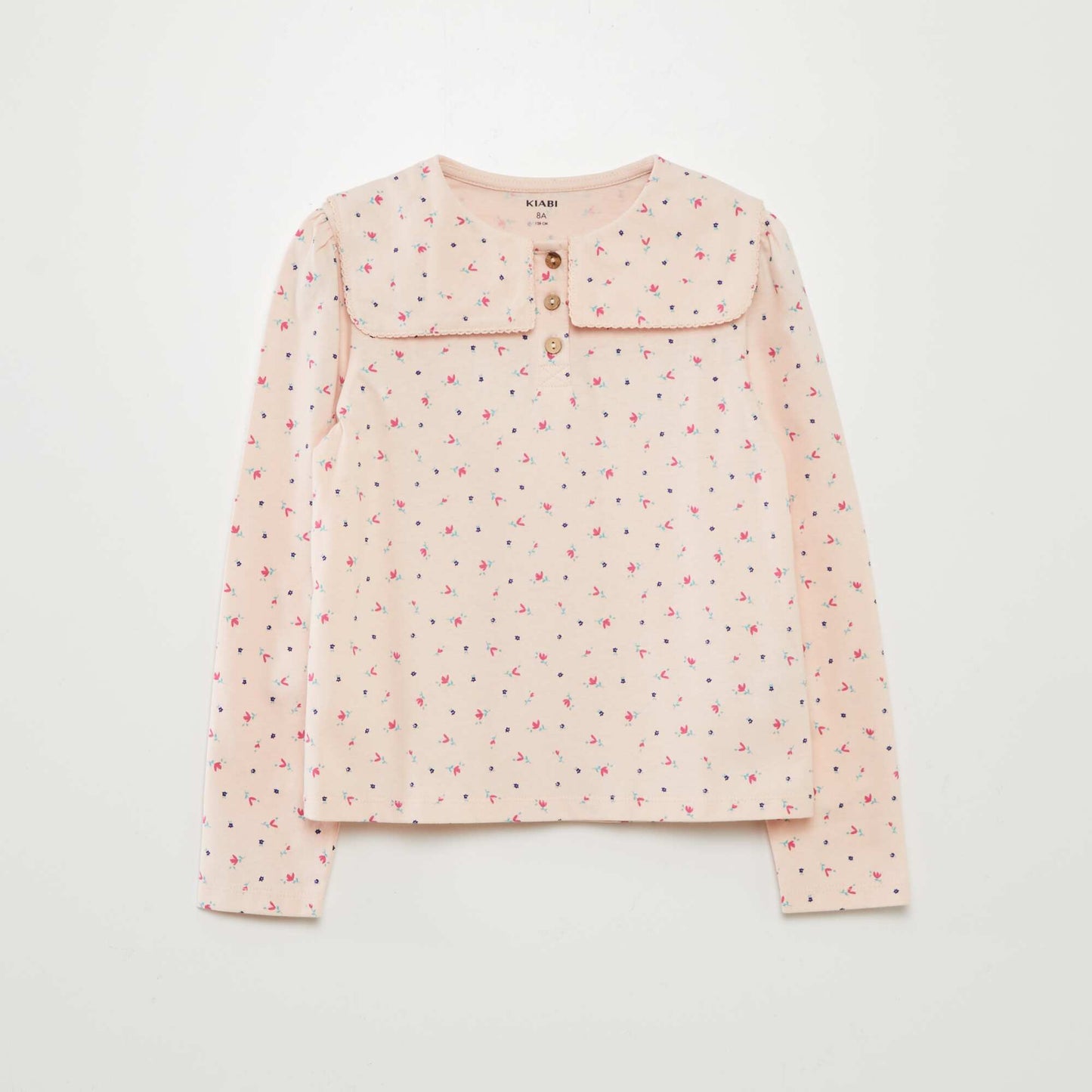 Tee-shirt avec col claudine carré ROSE