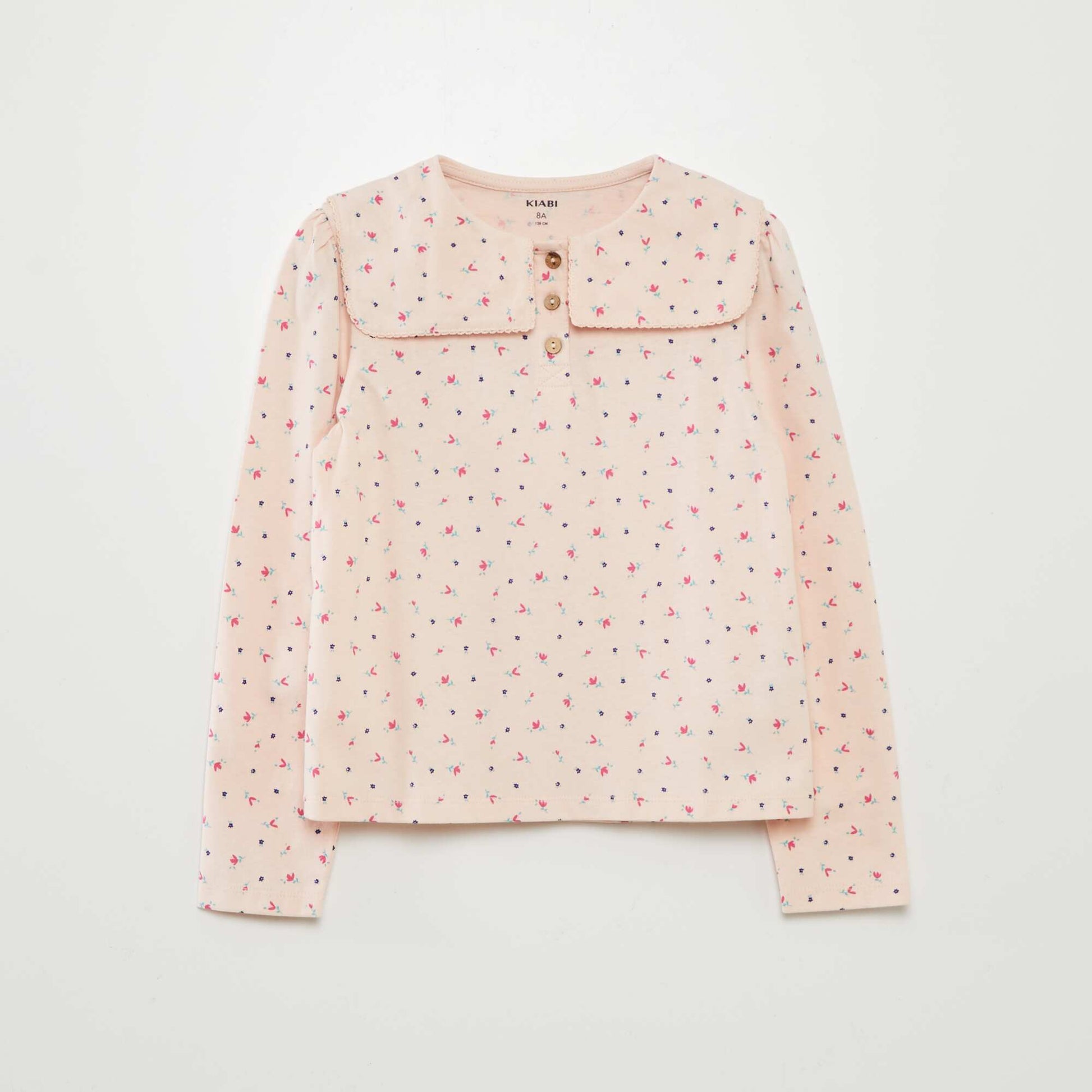 Tee-shirt avec col claudine carré ROSE