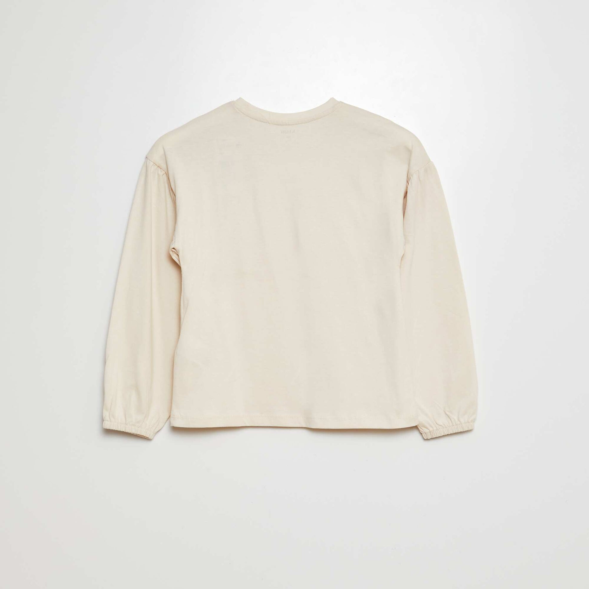 T-shirt avec broderies et fronces aux emmanchures BEIGE