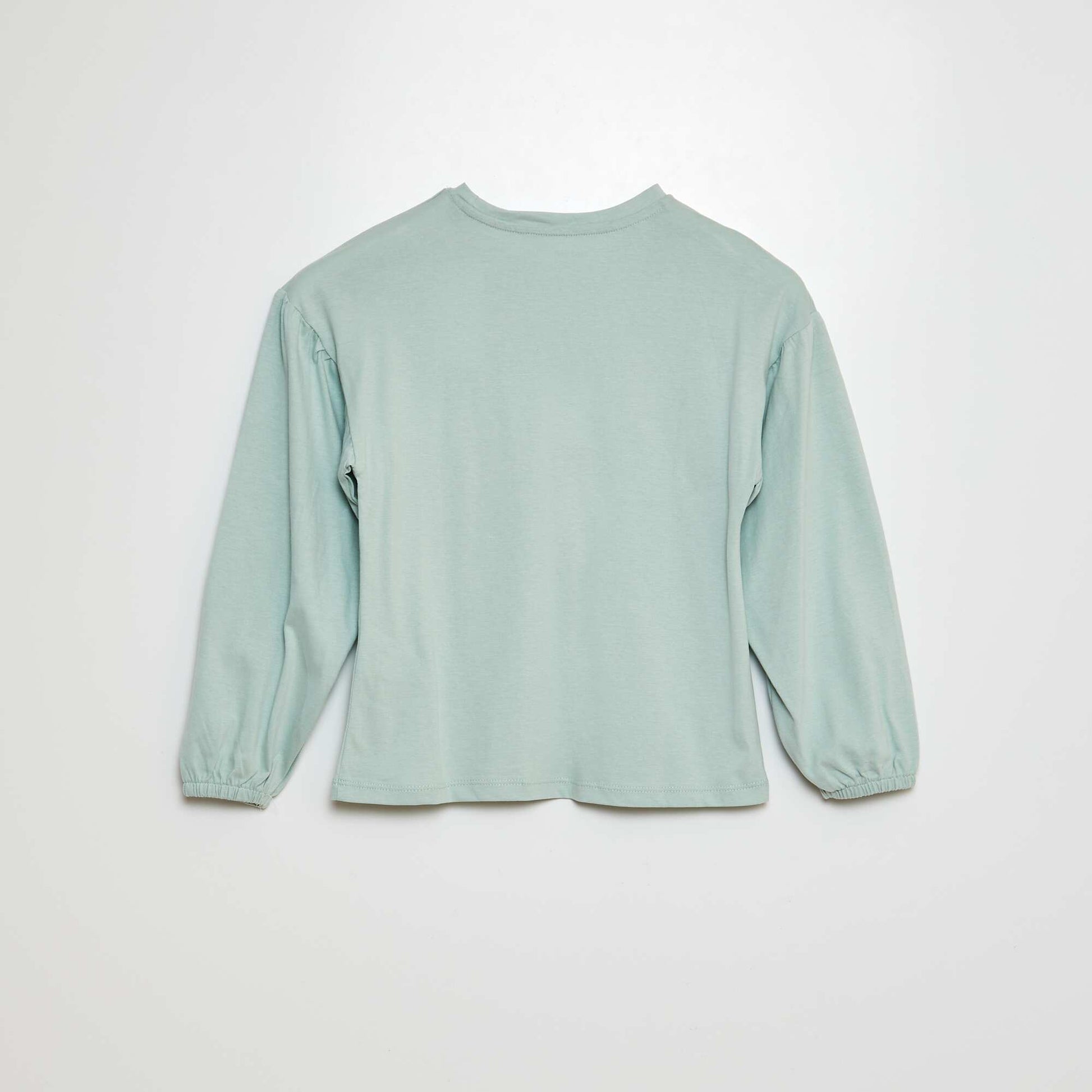 T-shirt avec broderies et fronces aux emmanchures BLEU