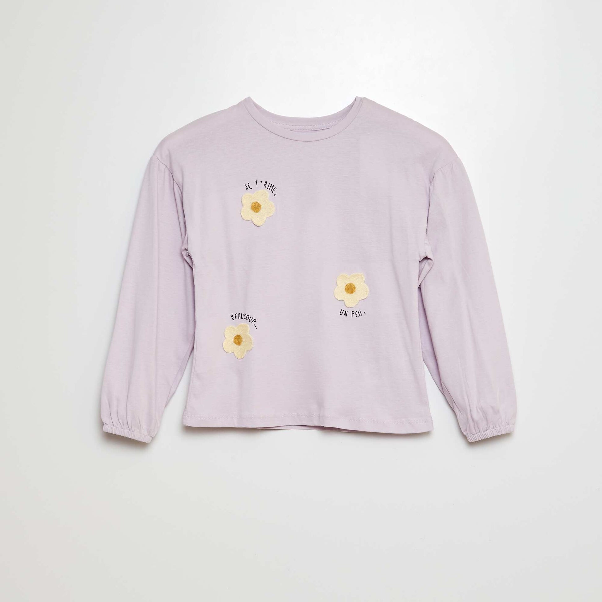 T-shirt avec broderies et fronces aux emmanchures VIOLET