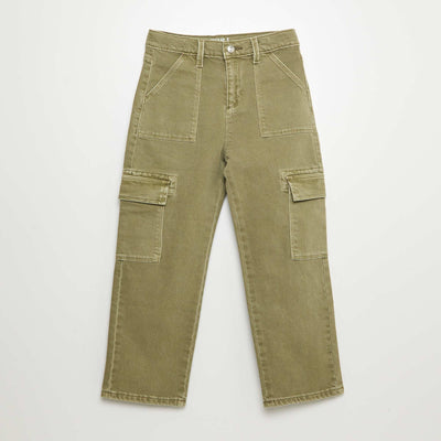 Pantalon multipoches en twill- Coupe + confortable VERT