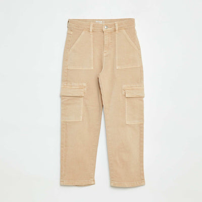 Pantalon multipoches en twill- Coupe + confortable BEIGE