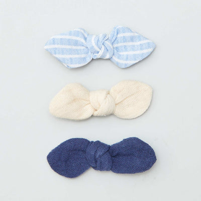 Lot de 3 pinces croco à noeud Bleu