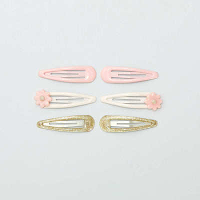 Lot de 6 pinces clic clac Rose