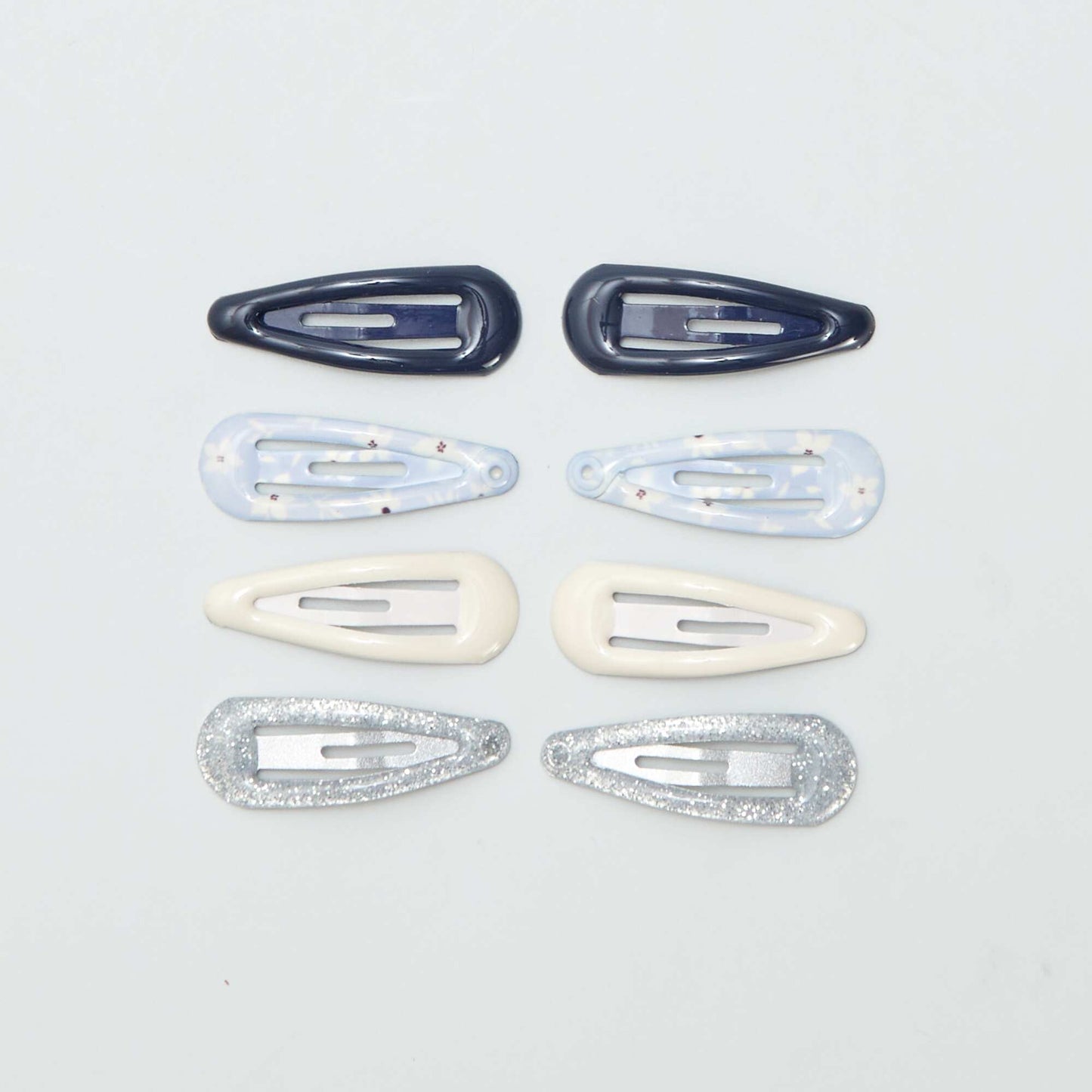 Lot de 8 mini pinces clic clac Bleu