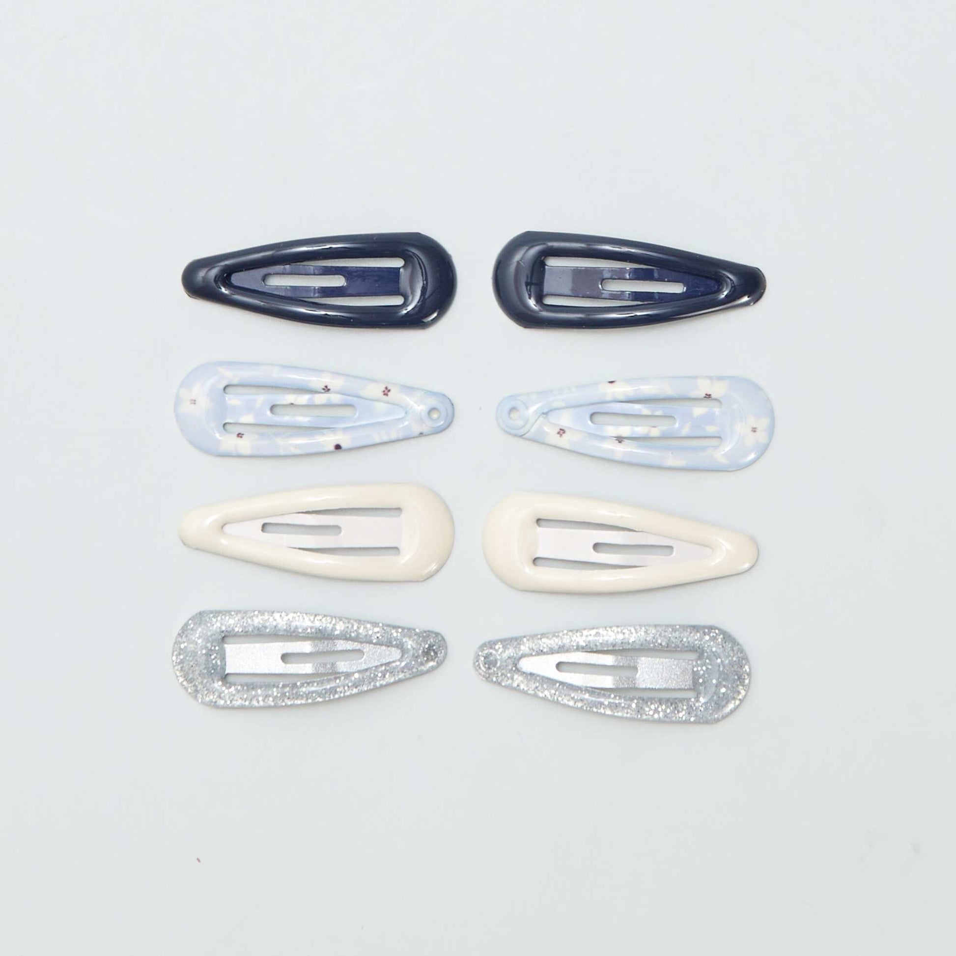Lot de 8 mini pinces clic clac Bleu