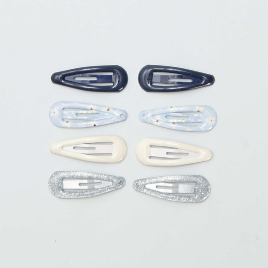 Lot de 8 mini pinces clic clac Bleu