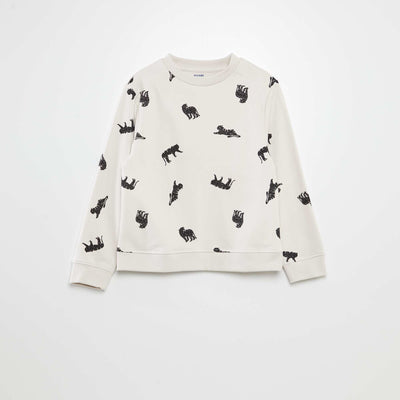 Sweat en molleton léger à motif Blanc