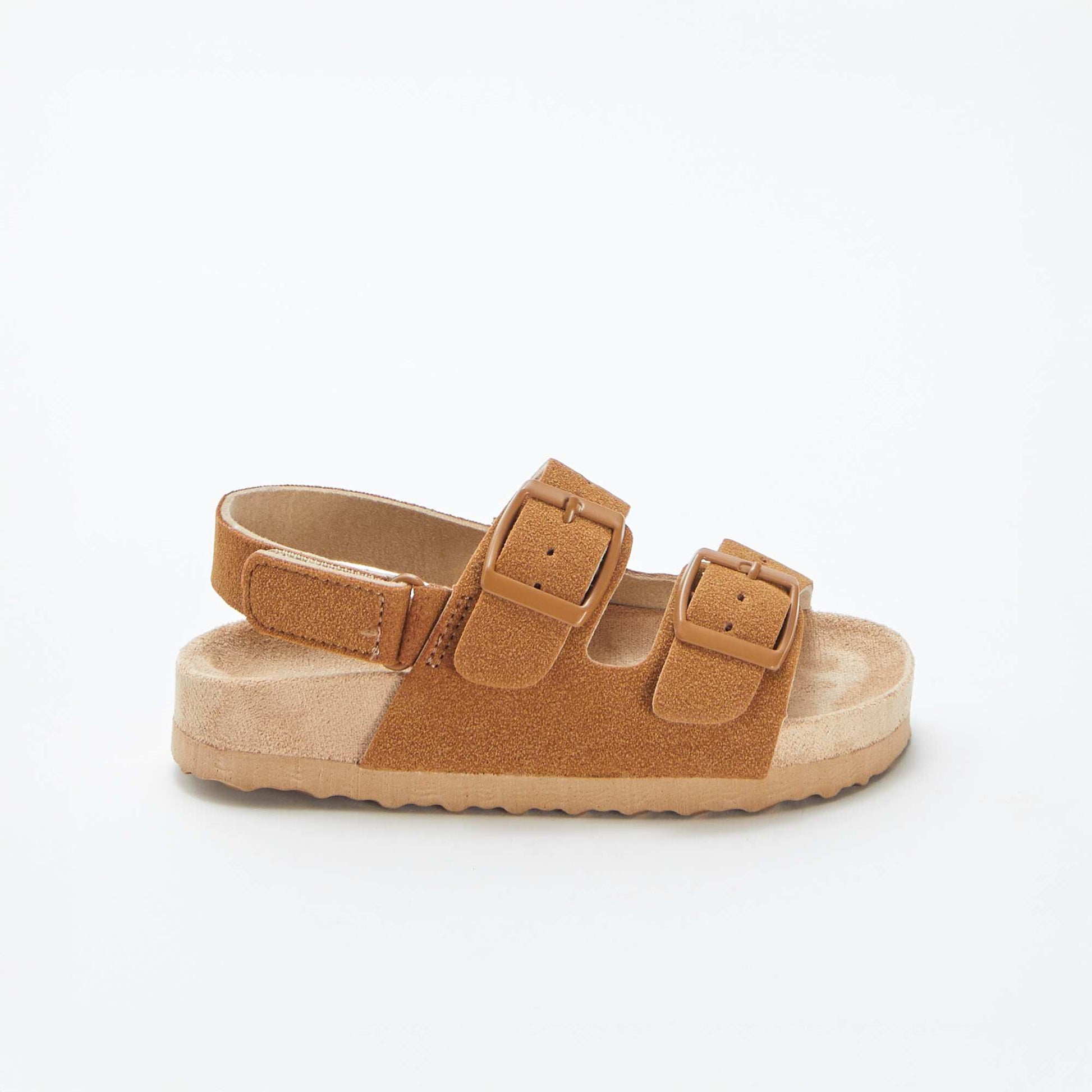Mules en suédine ajustable par scratch MARRON