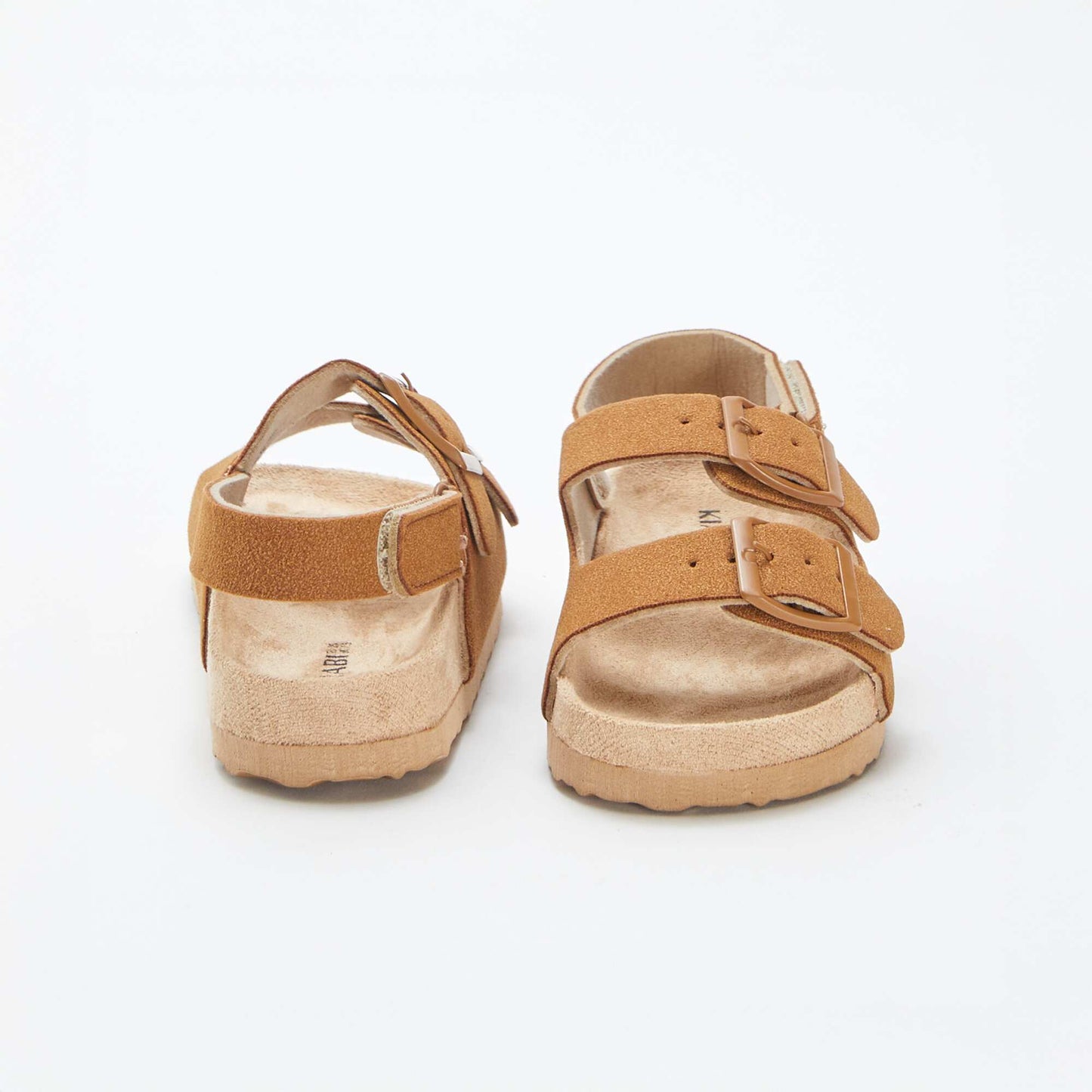 Mules en suédine ajustable par scratch MARRON