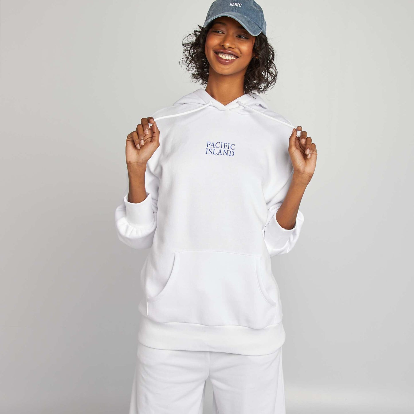 Sweat à capuche en molleton 'USA' BLANC
