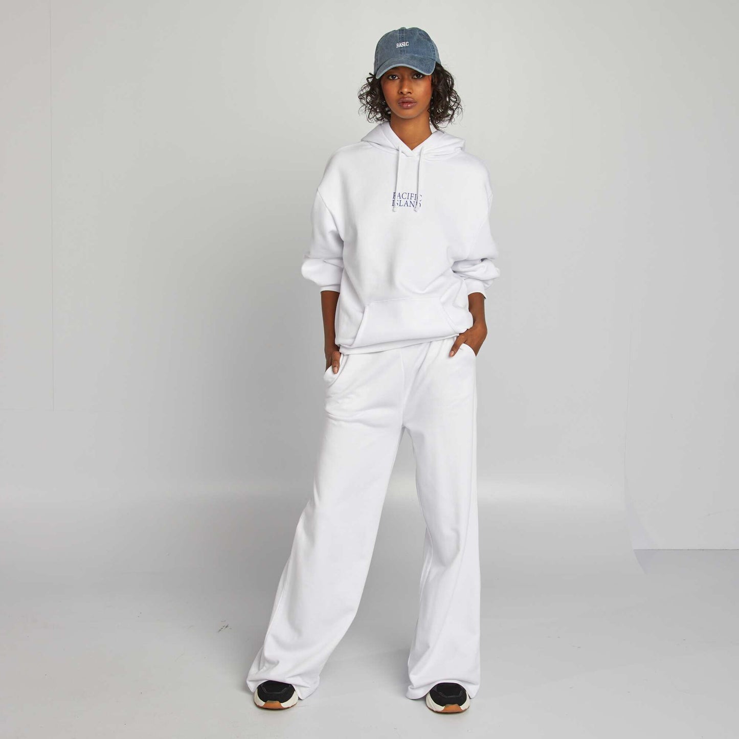 Sweat à capuche en molleton 'USA' BLANC