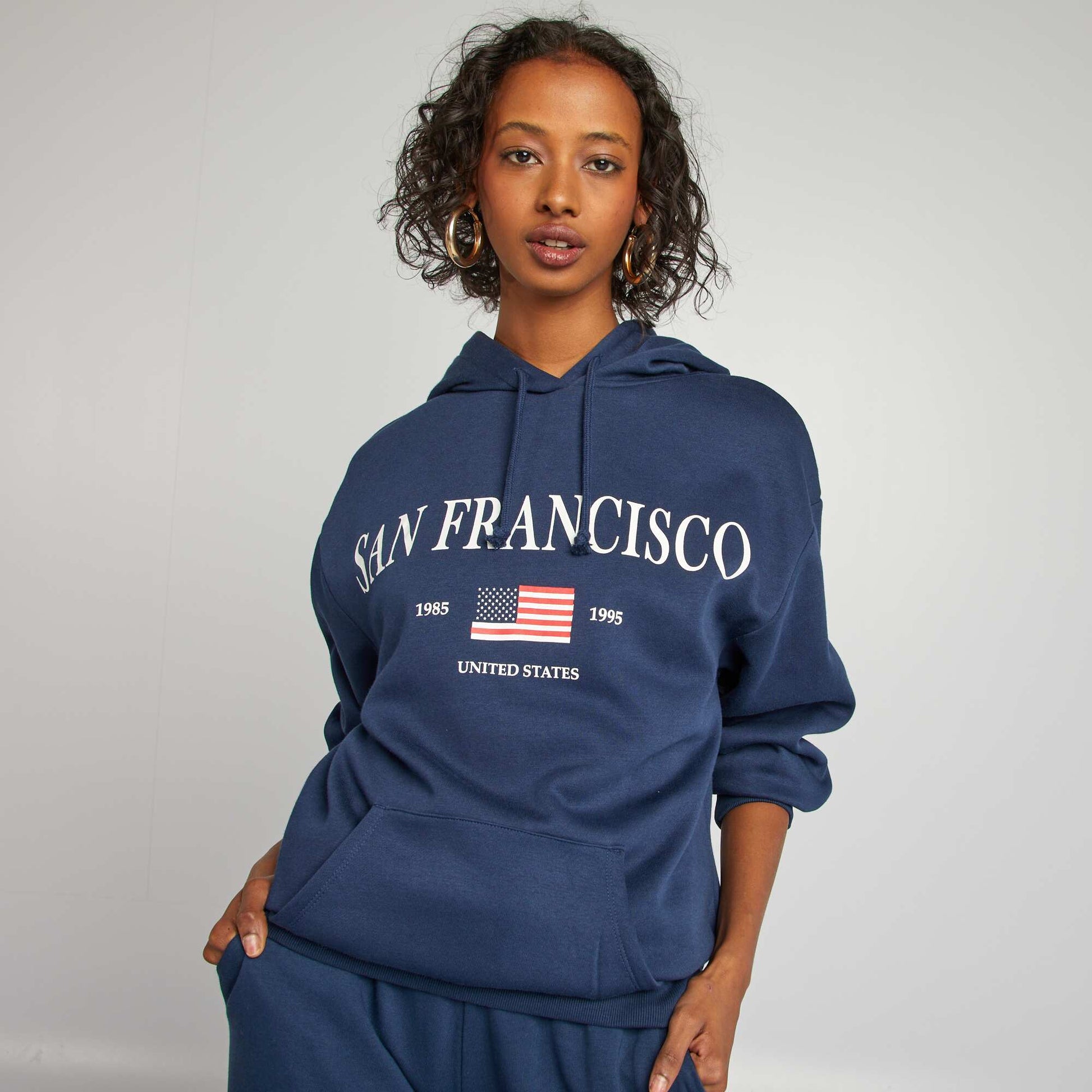 Sweat à capuche en molleton 'USA' MARINE