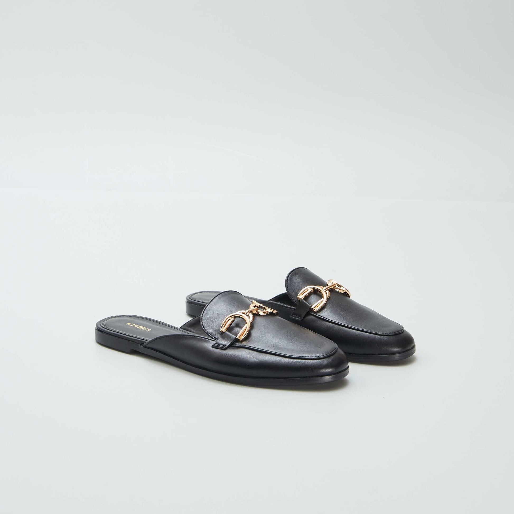 Mocassins ouverts avec bride dorée Noir