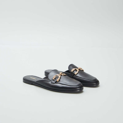 Mocassins ouverts avec bride dorée Noir
