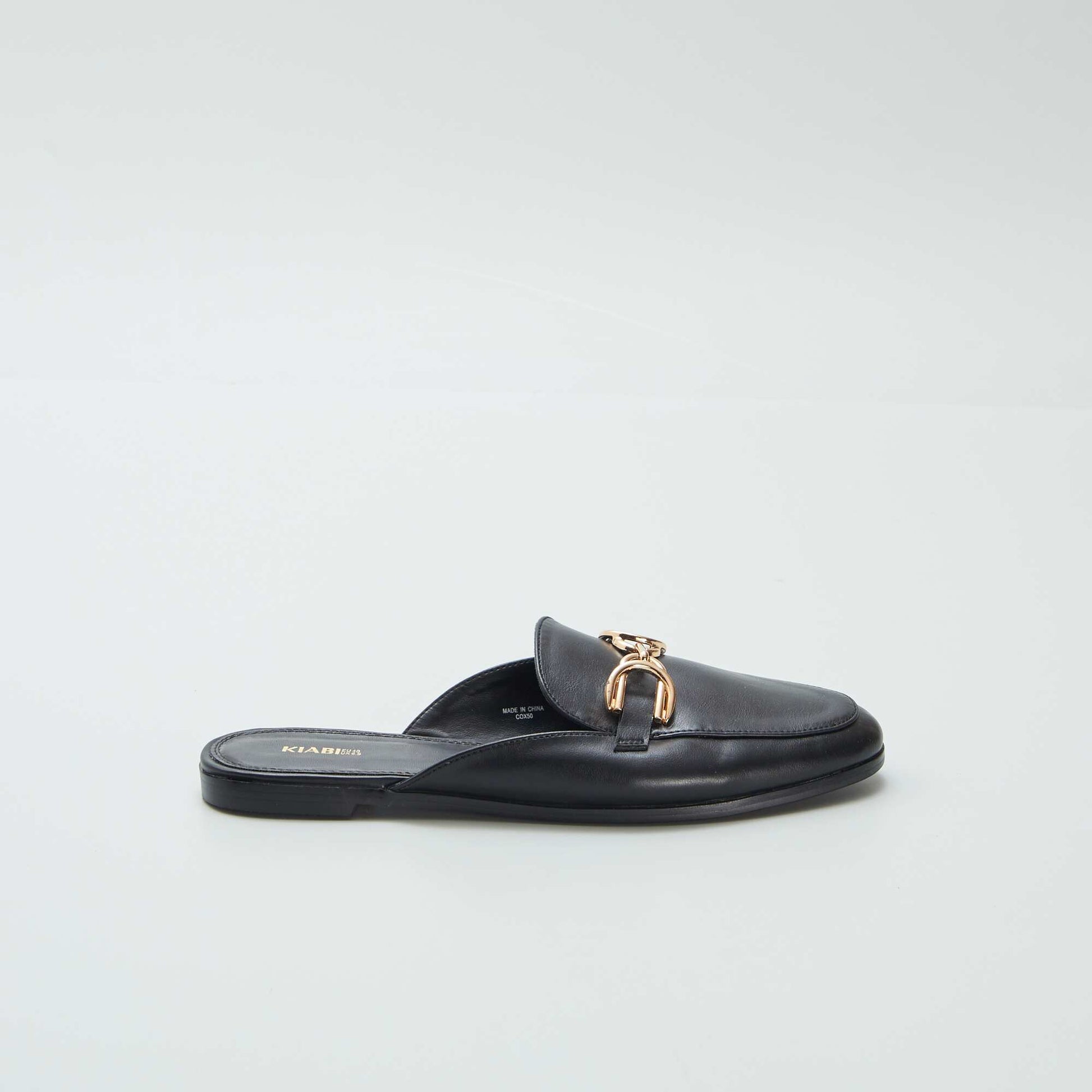 Mocassins ouverts avec bride dorée Noir