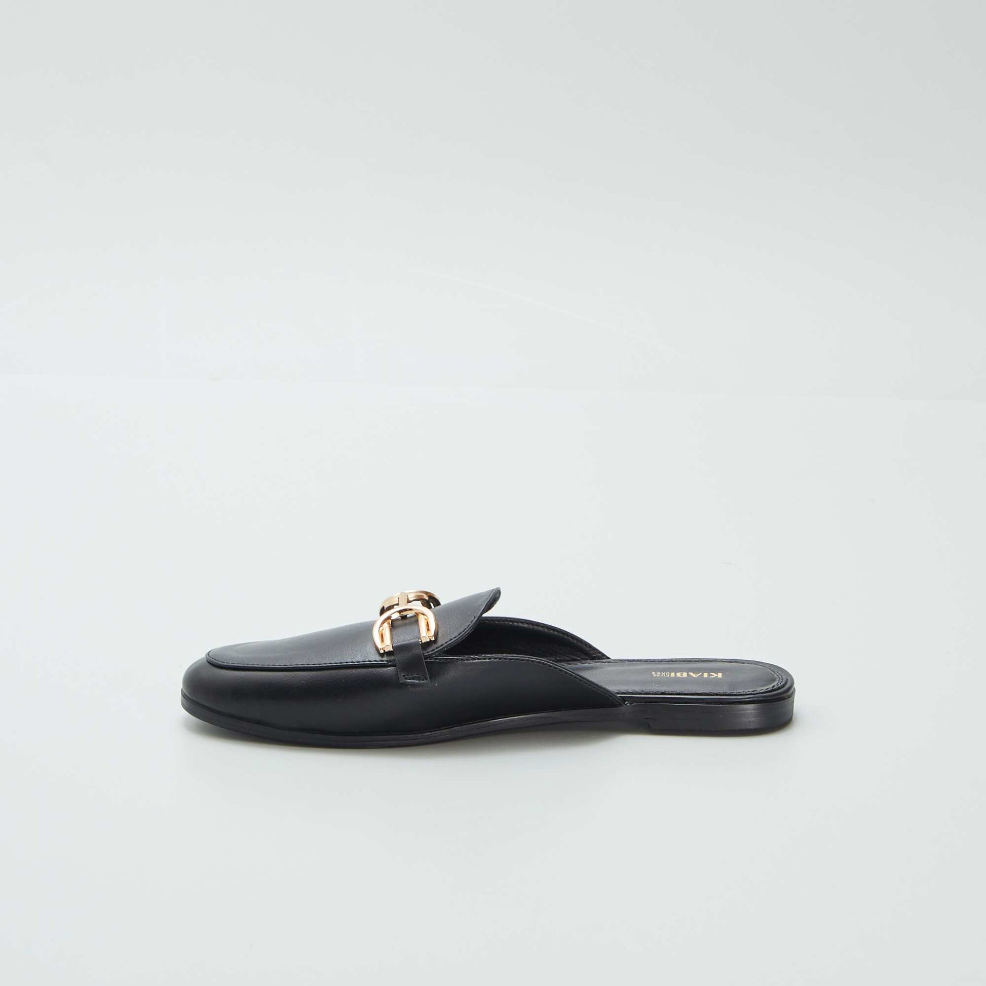 Mocassins ouverts avec bride dorée Noir