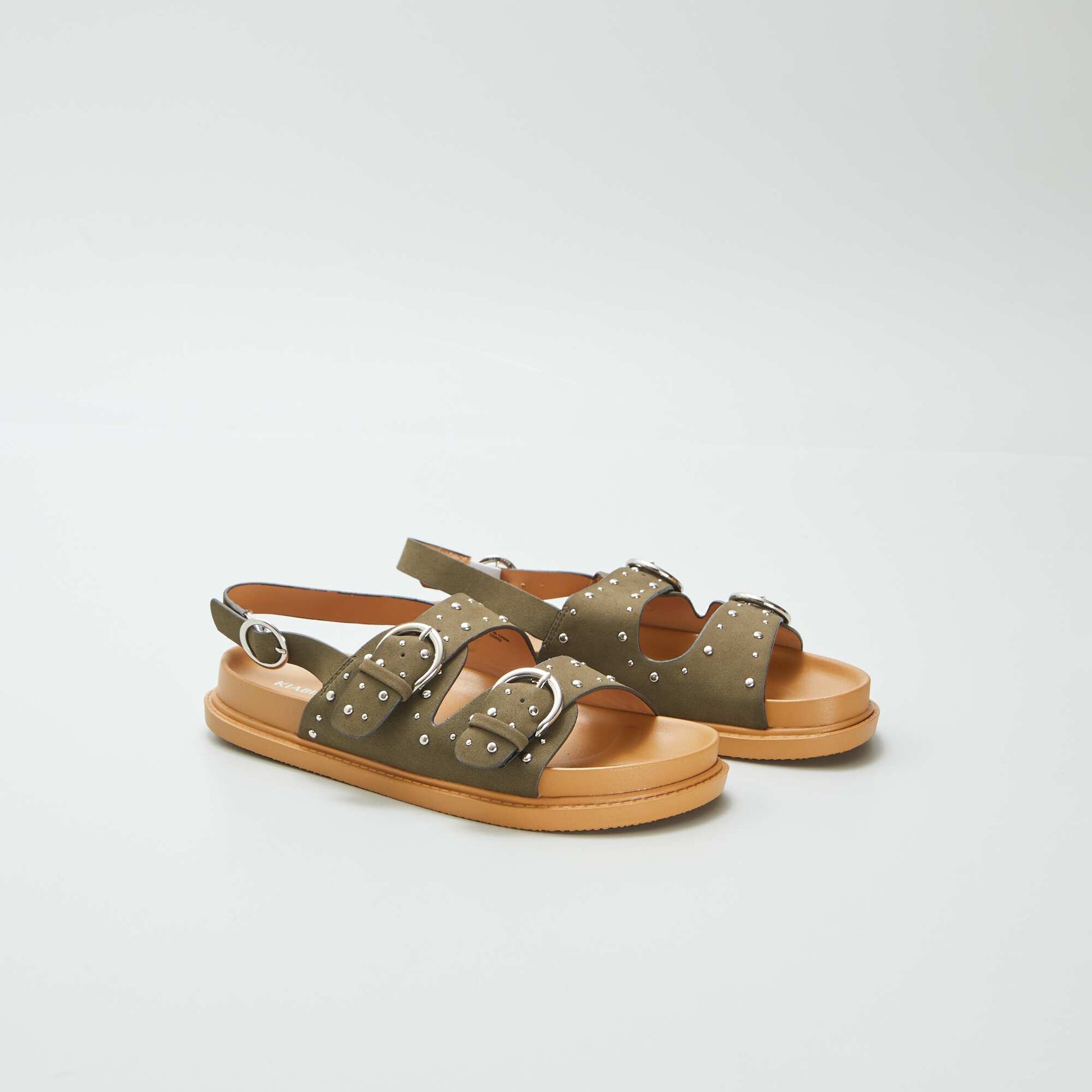 Sandales avec brides cloutées Vert