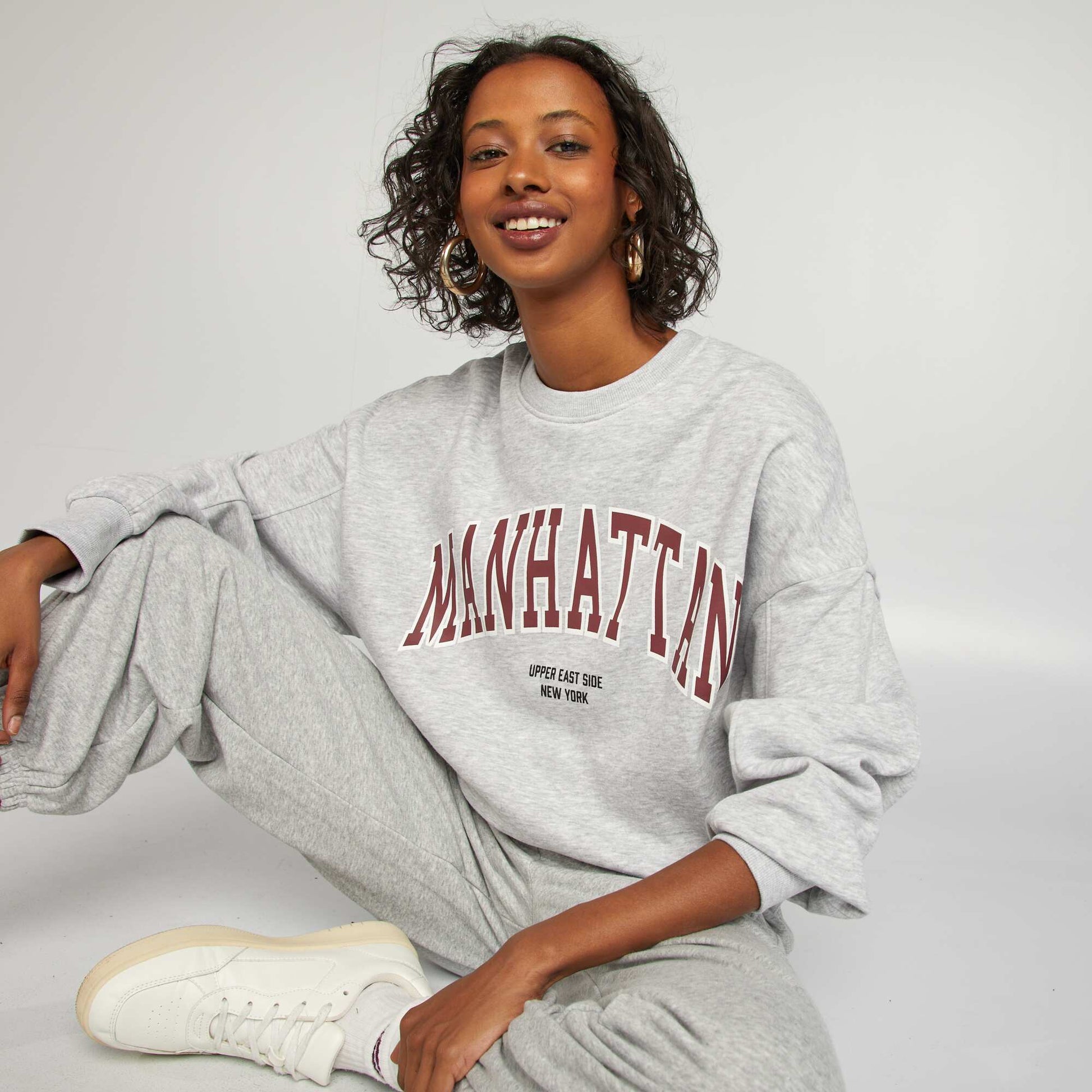 Sweat en molleton col rond GRIS