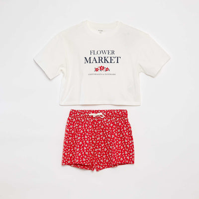 Pyjama t-shirt à manches courtes + short - 2 pièces ROUGE