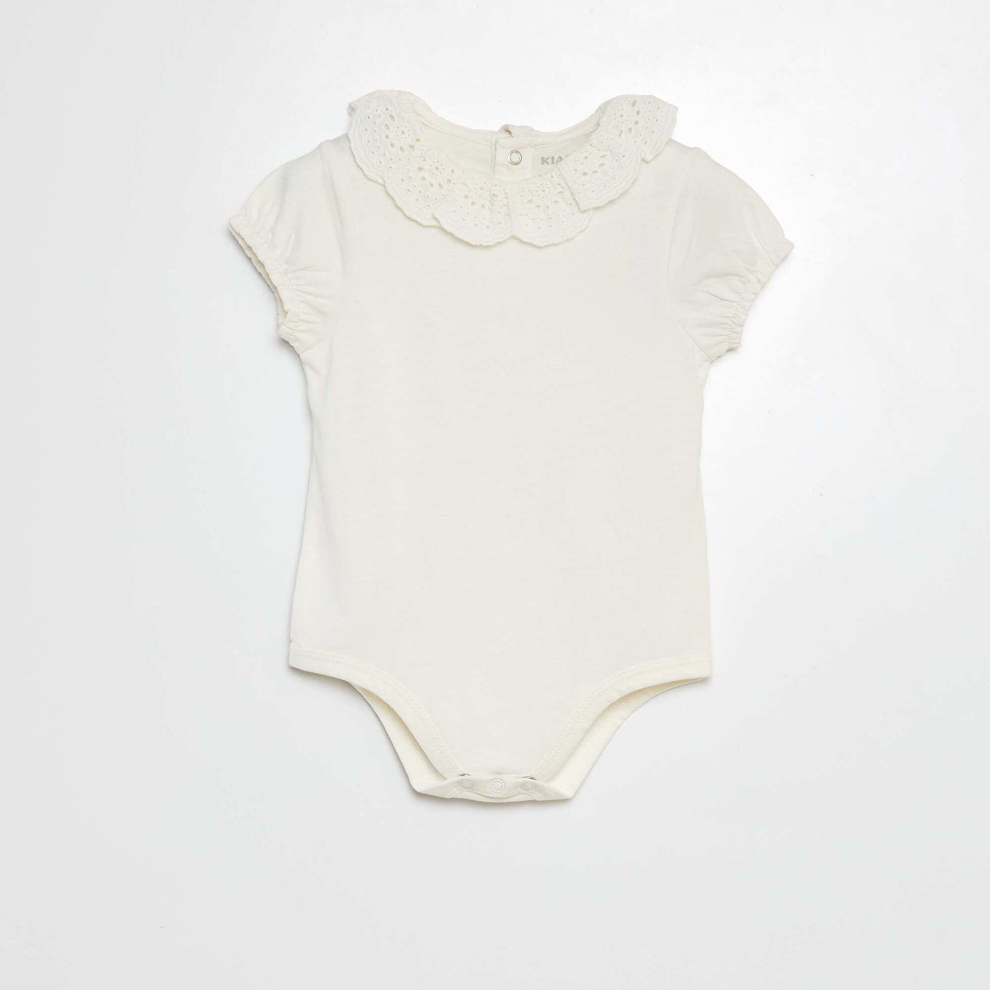 Body avec colerette en broderies anglaises BLANC