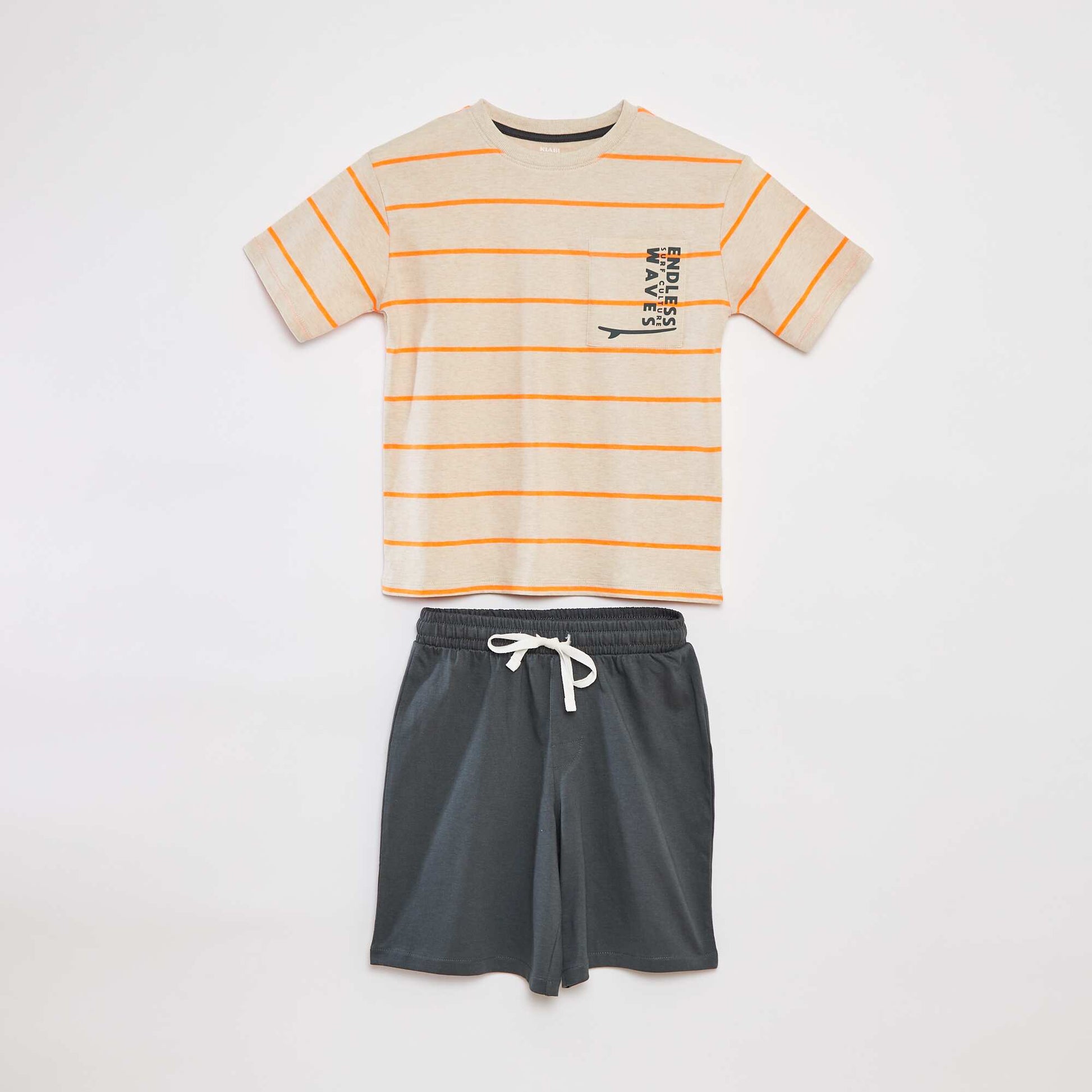 Pyjama short 2 pièces - tee-shirt imprimé + short BEIGE