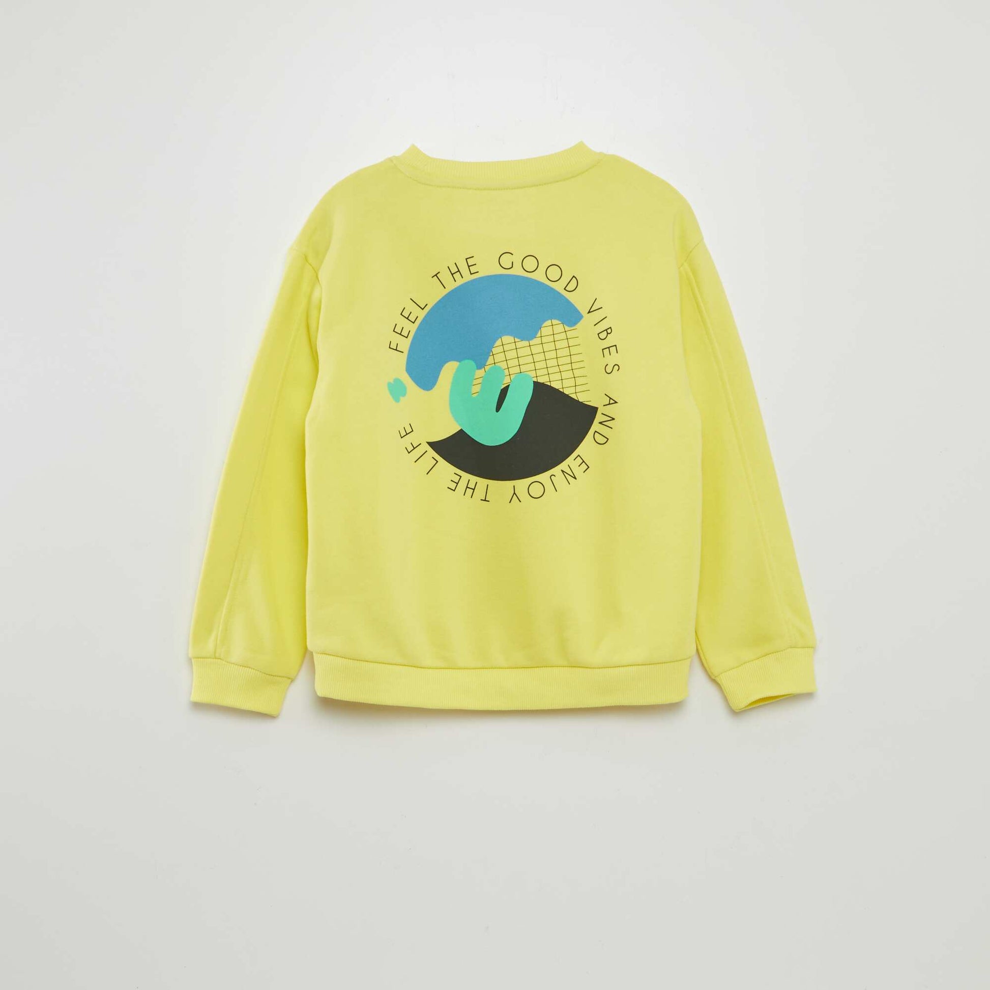 Sweat imprimé à col rond et large Jaune